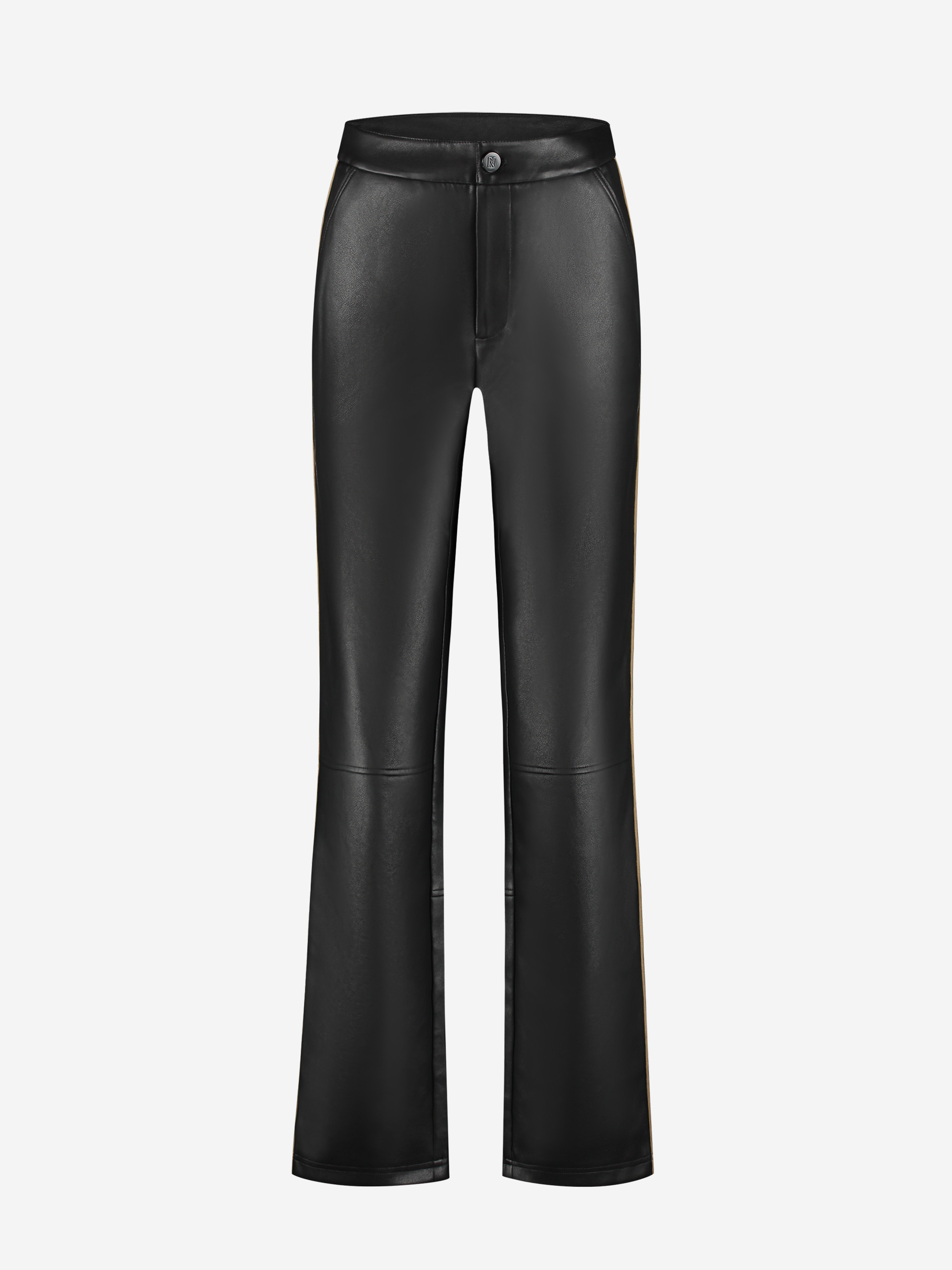Faux leather pants with piping on the side
