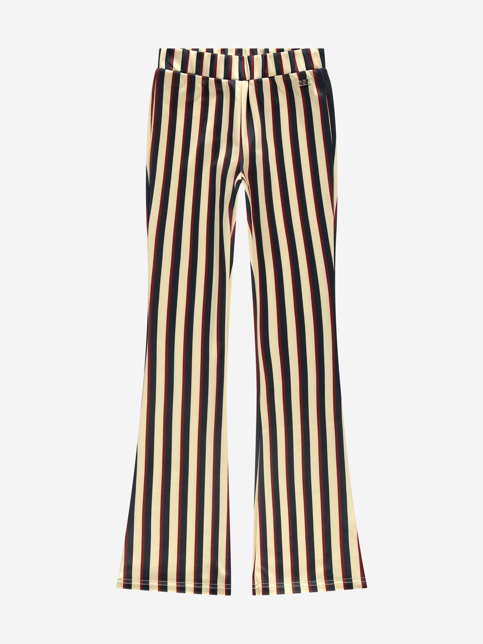 Flared pants with striped pattern