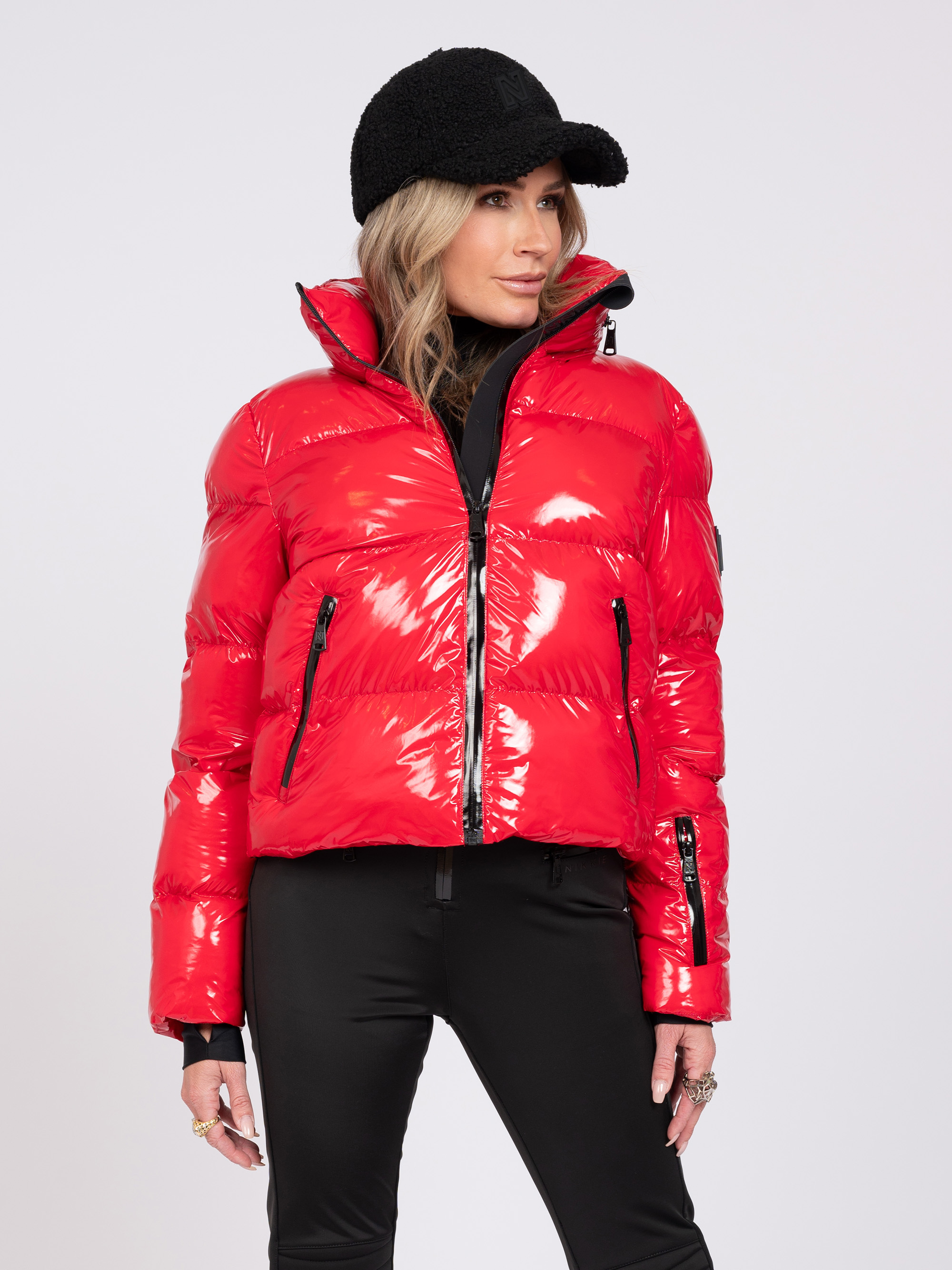 Ski jacket with metallic look
