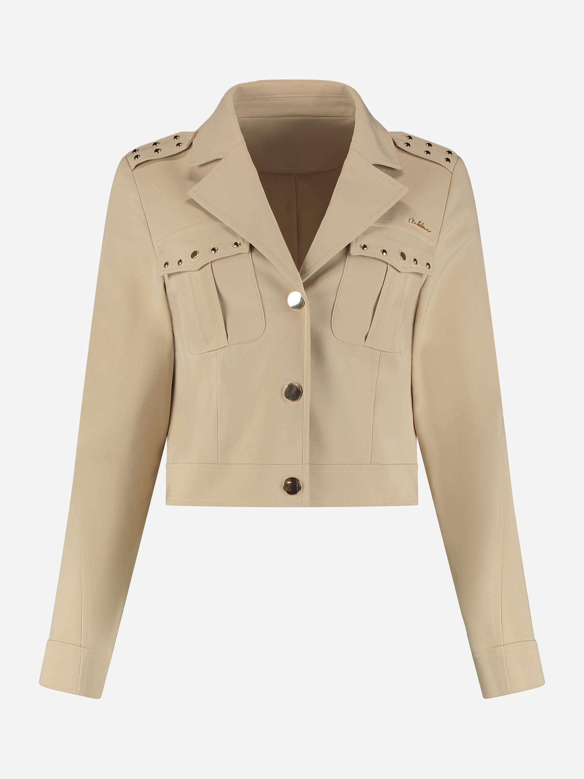 Short jacket with studs and chest pockets
