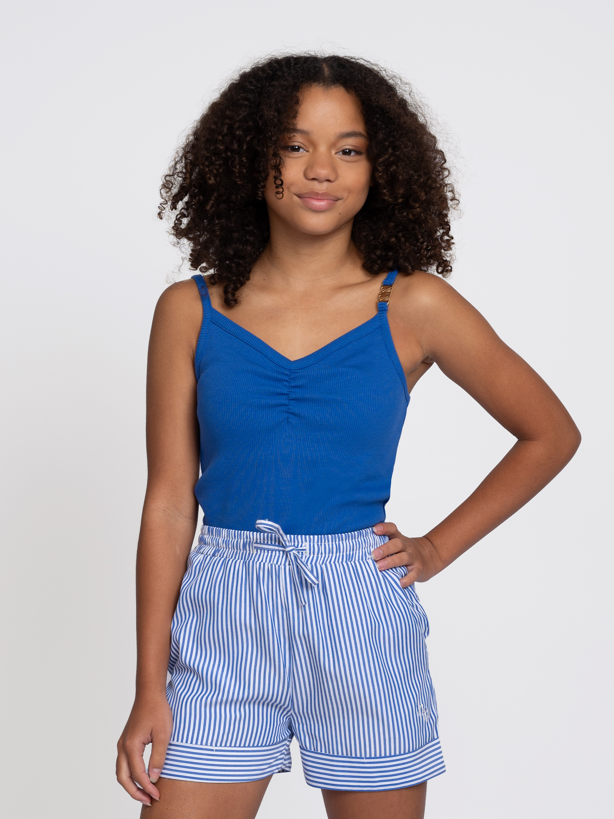 Gestreepte shorts met omgeslagen pijpen