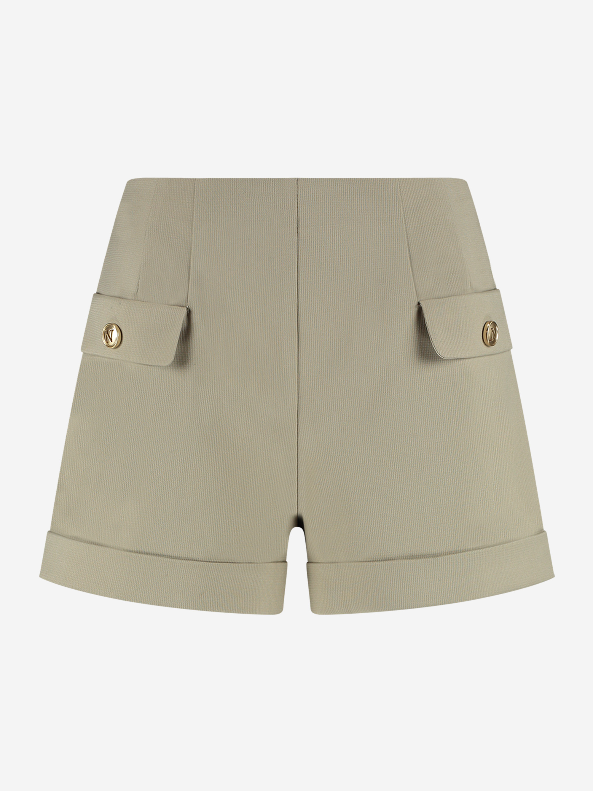 Shorts with folded legs and flap pockets
