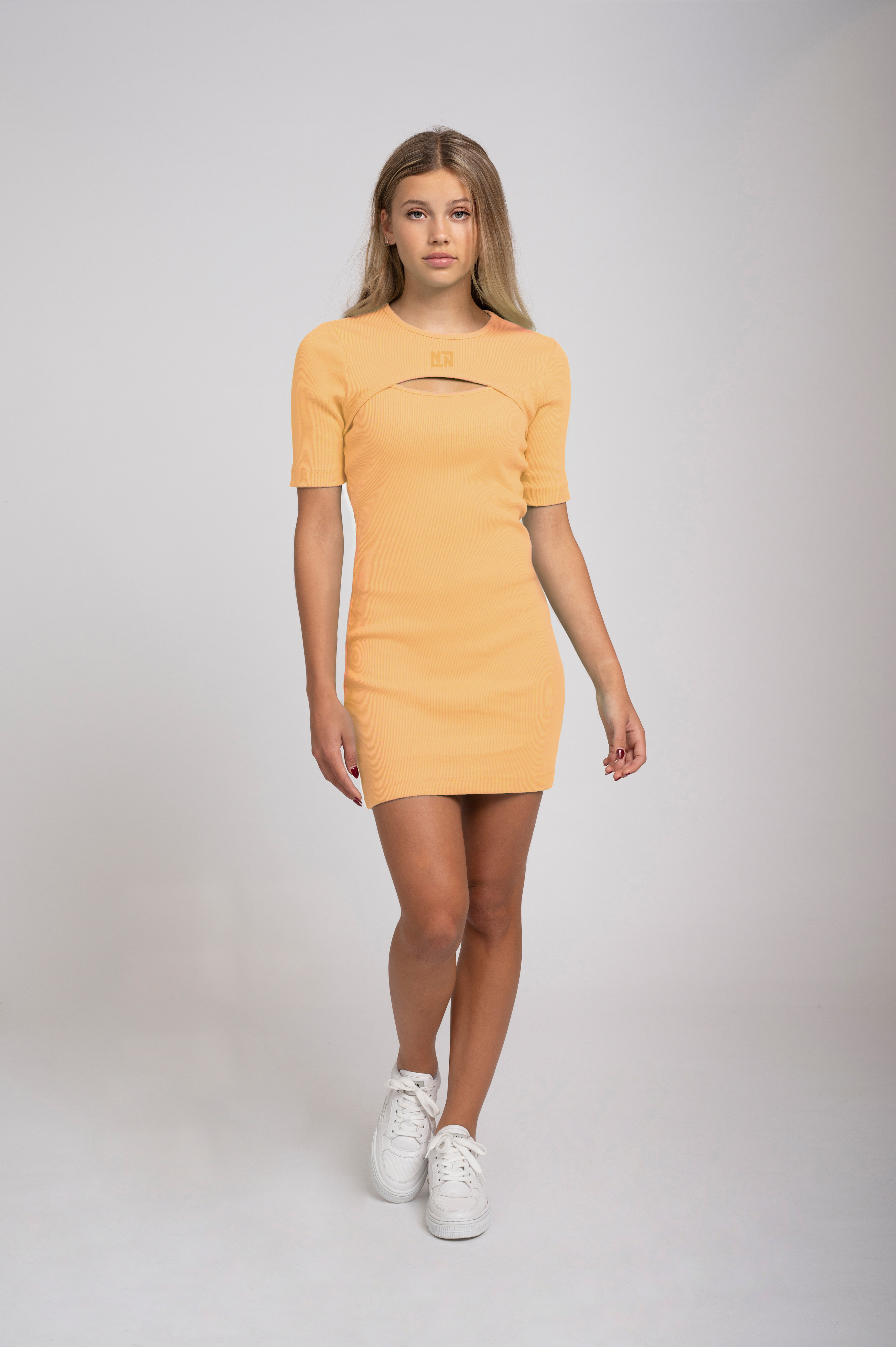 fitted sweatdress with cutout