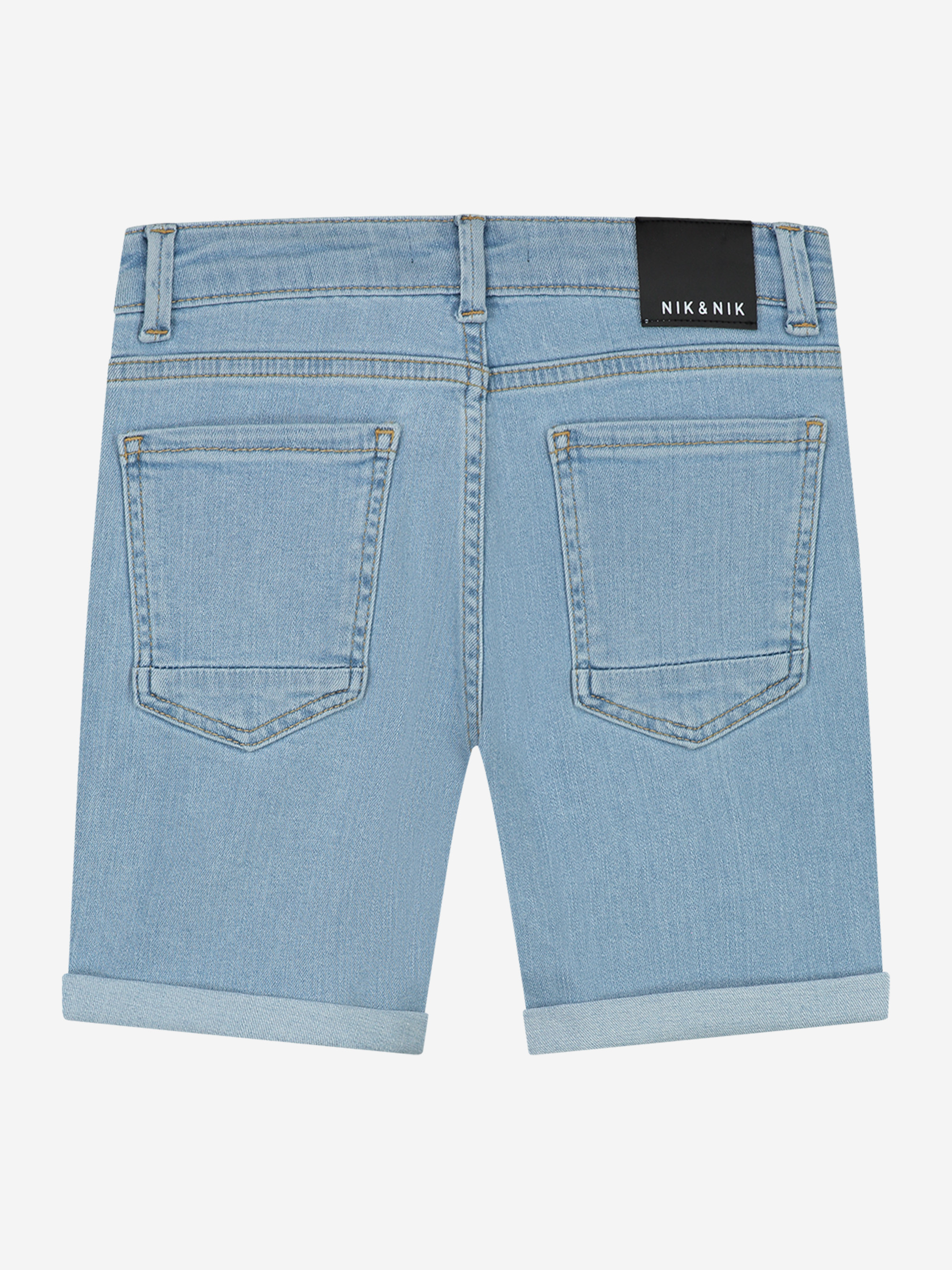 Denim short met omgeslagen randen