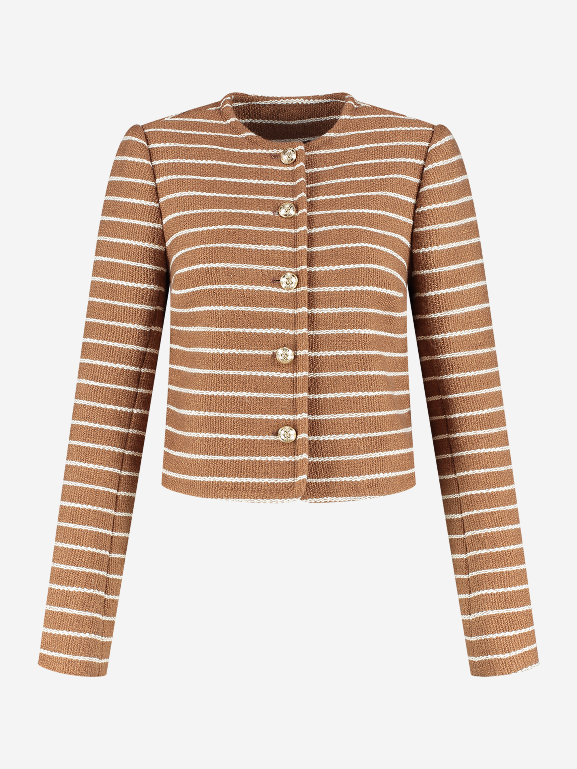 Short woven jacket with striped pattern