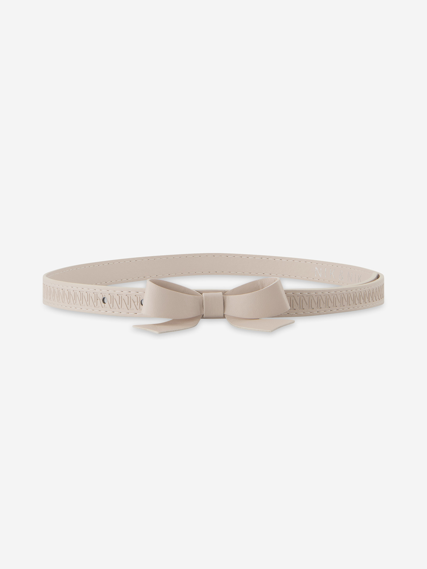 Belt with logo pattern and bow