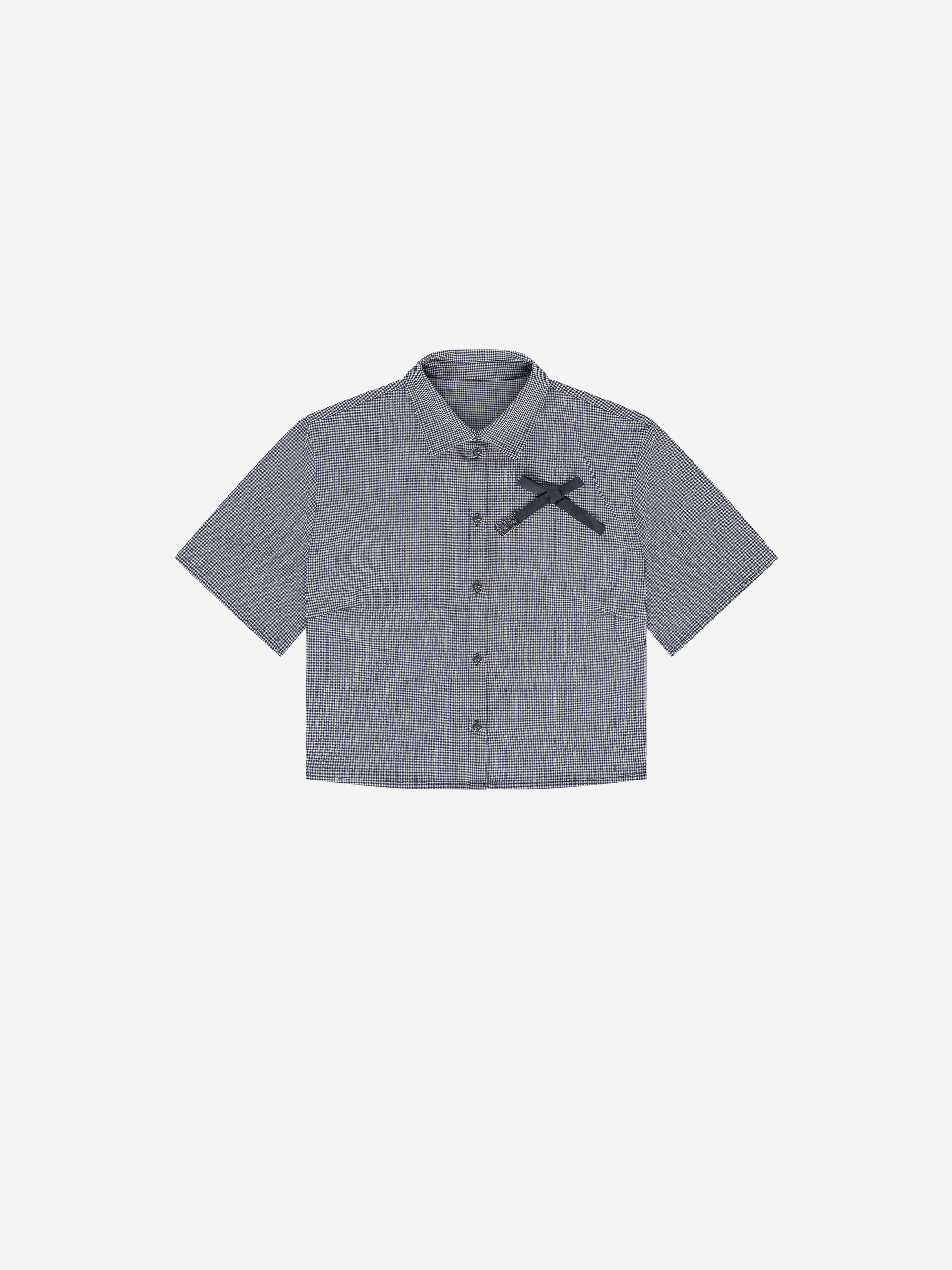 Korte geruite blouse met strik detail