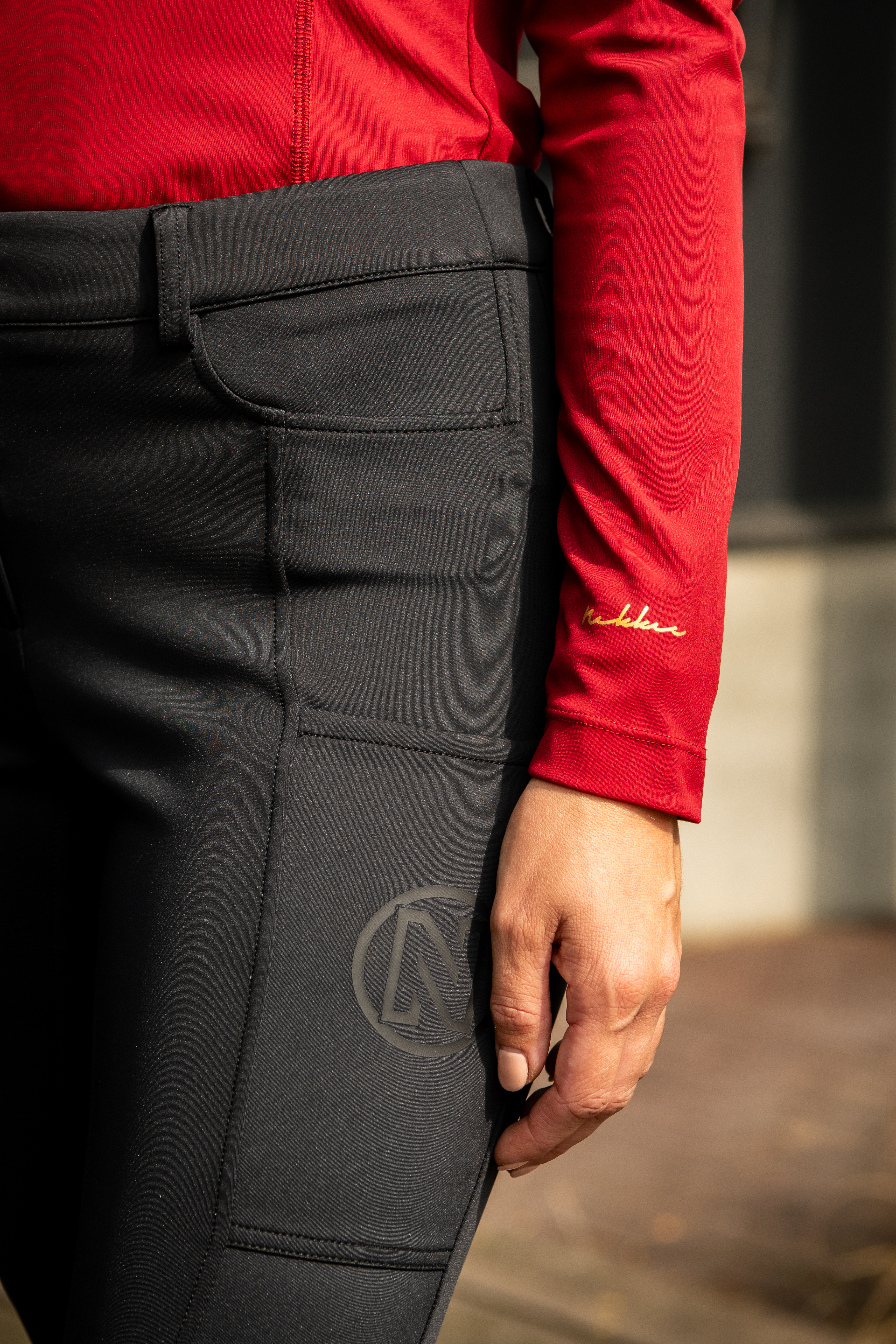 Riding breeches with chain detail