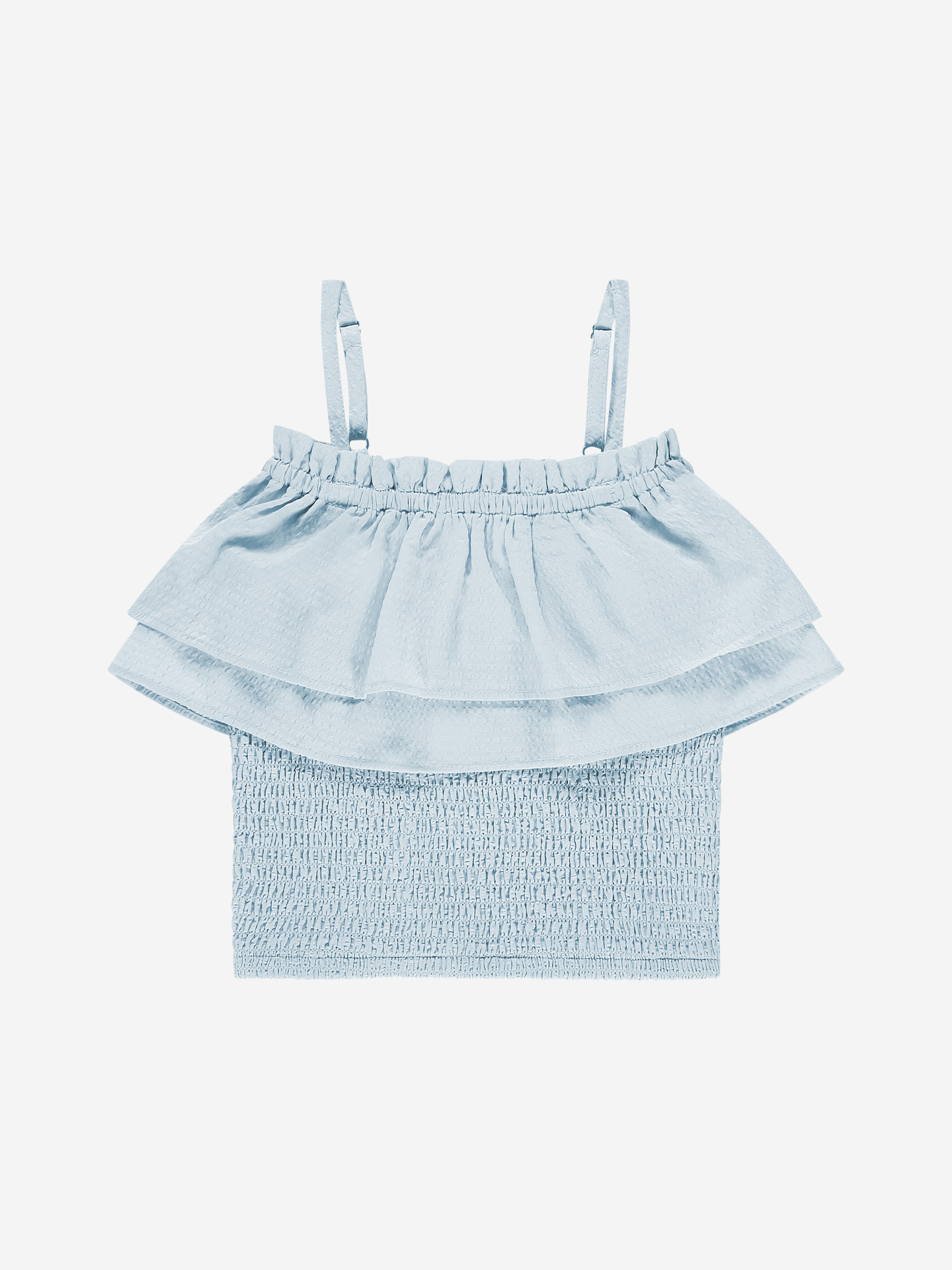 Smocked top with flounces