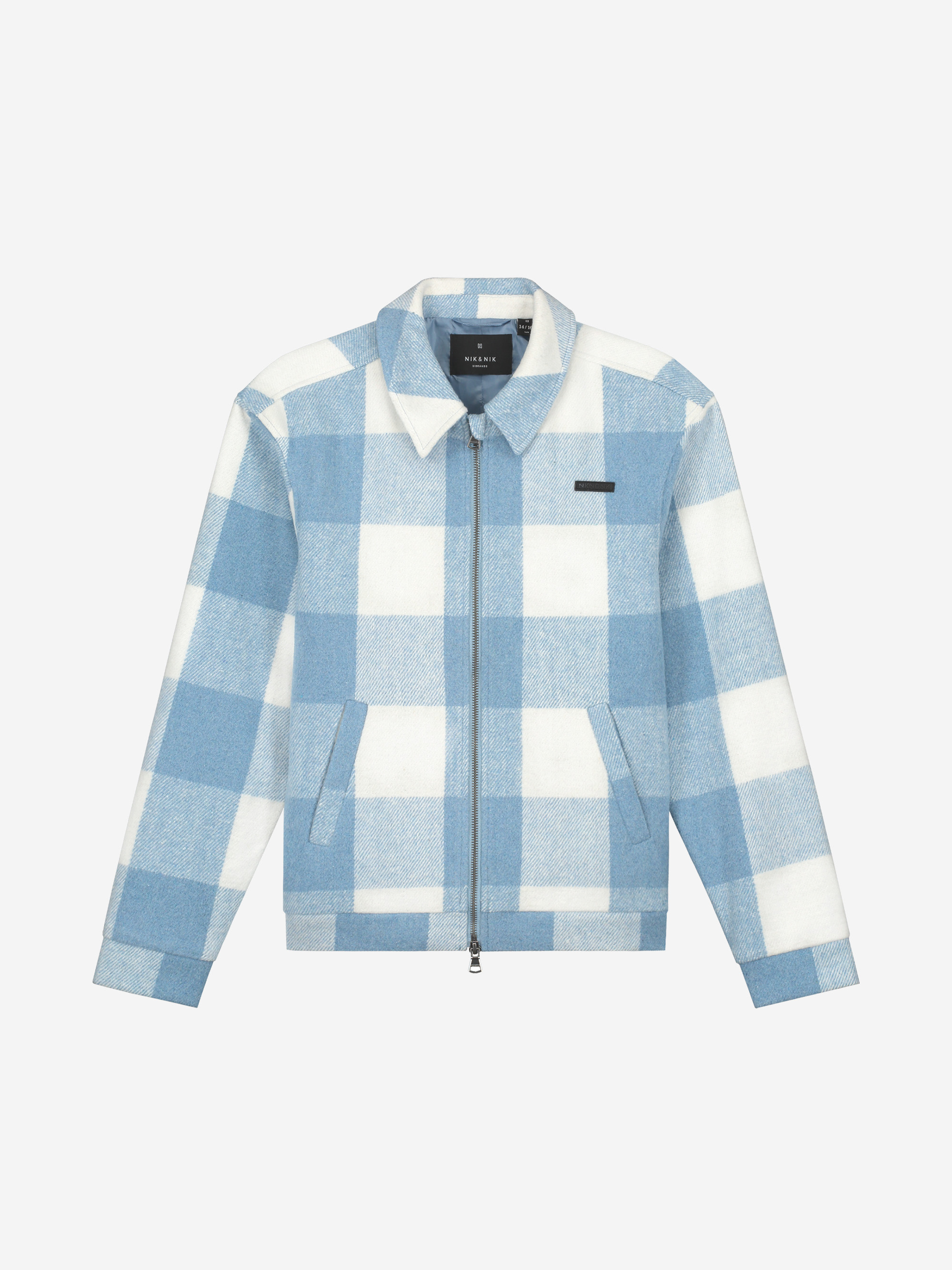 Checkered jacket with logo patch