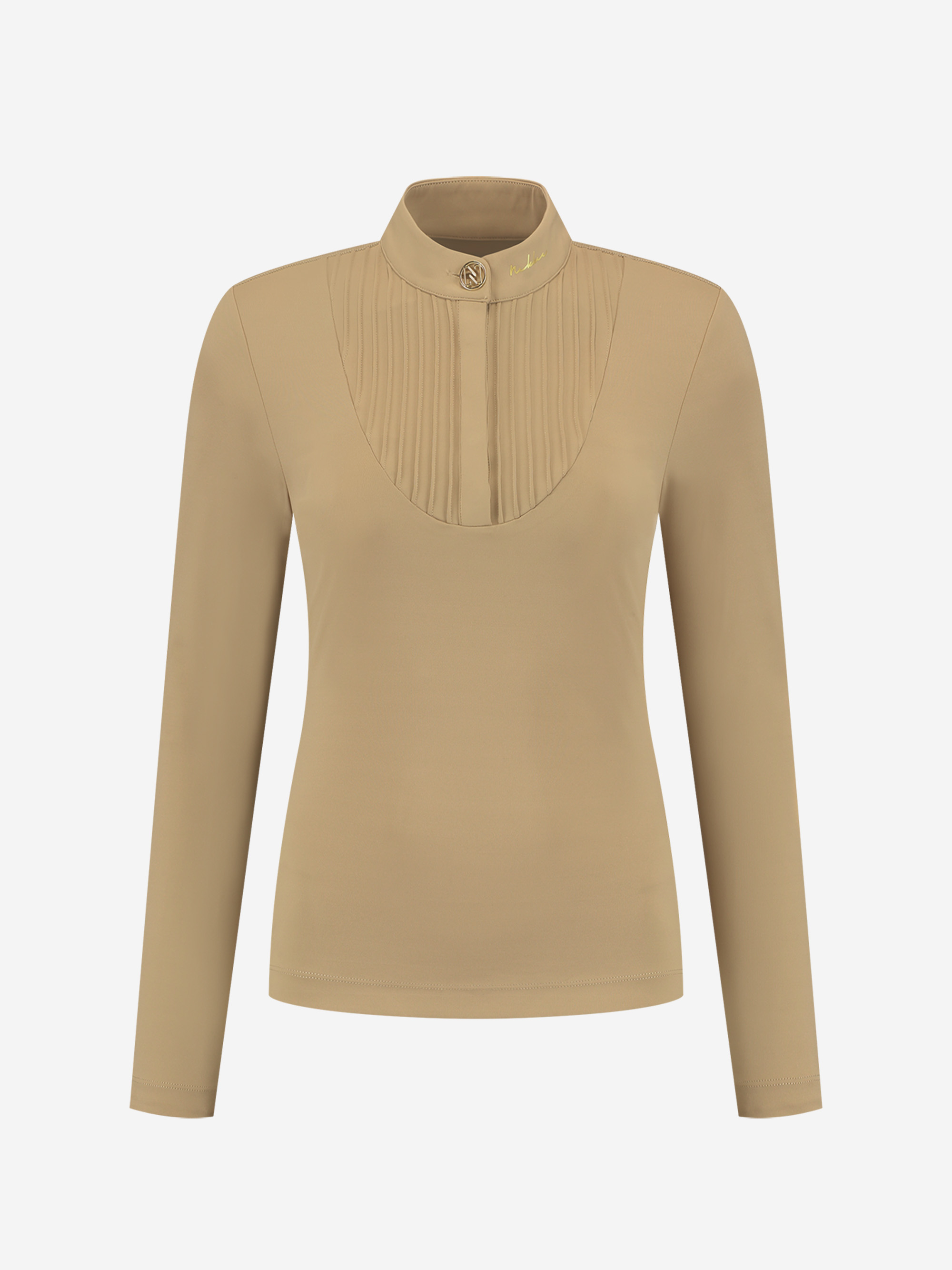 Shirt with N-button and ribbed neck