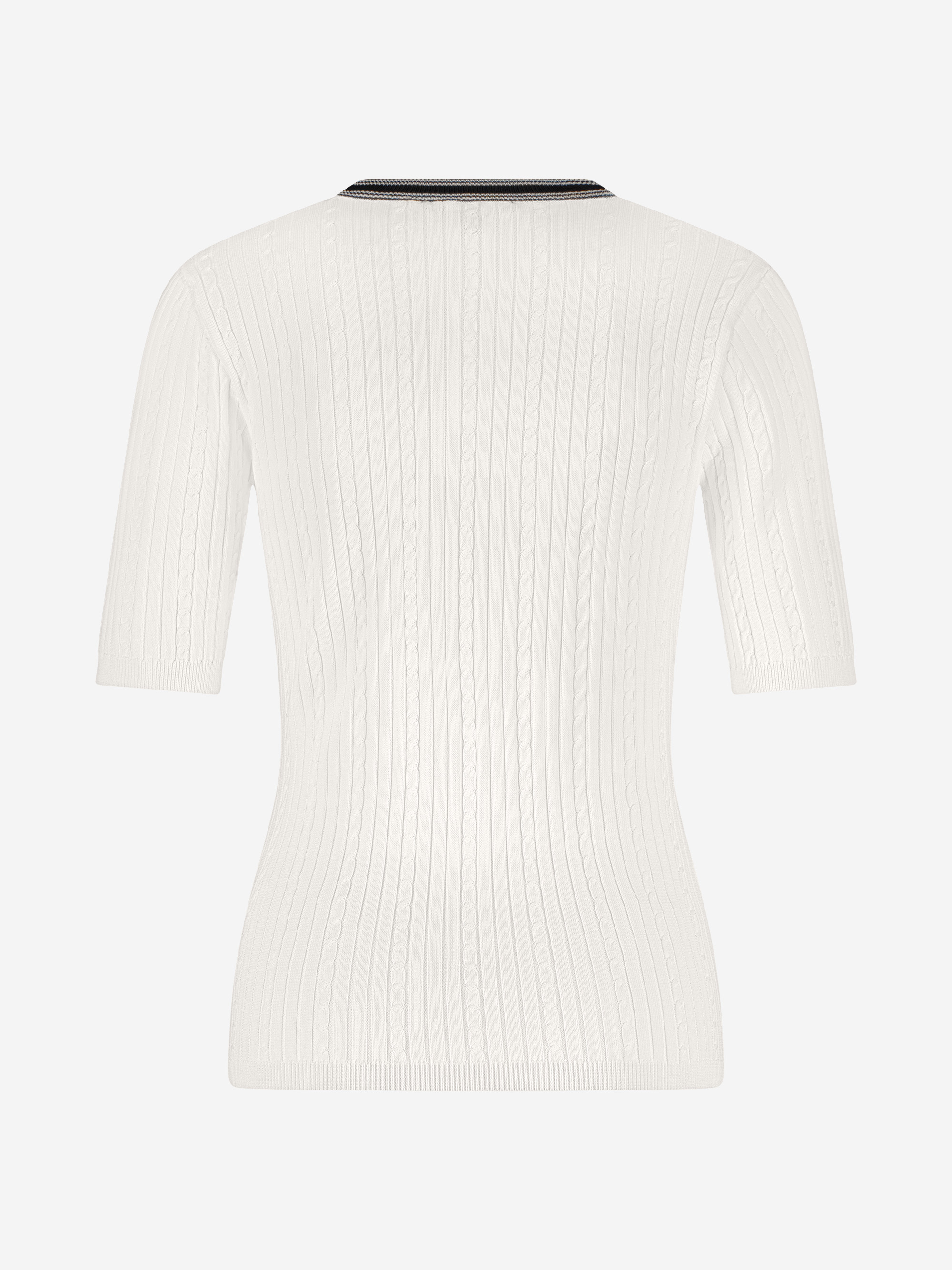 Ribbed top with braided and striped details