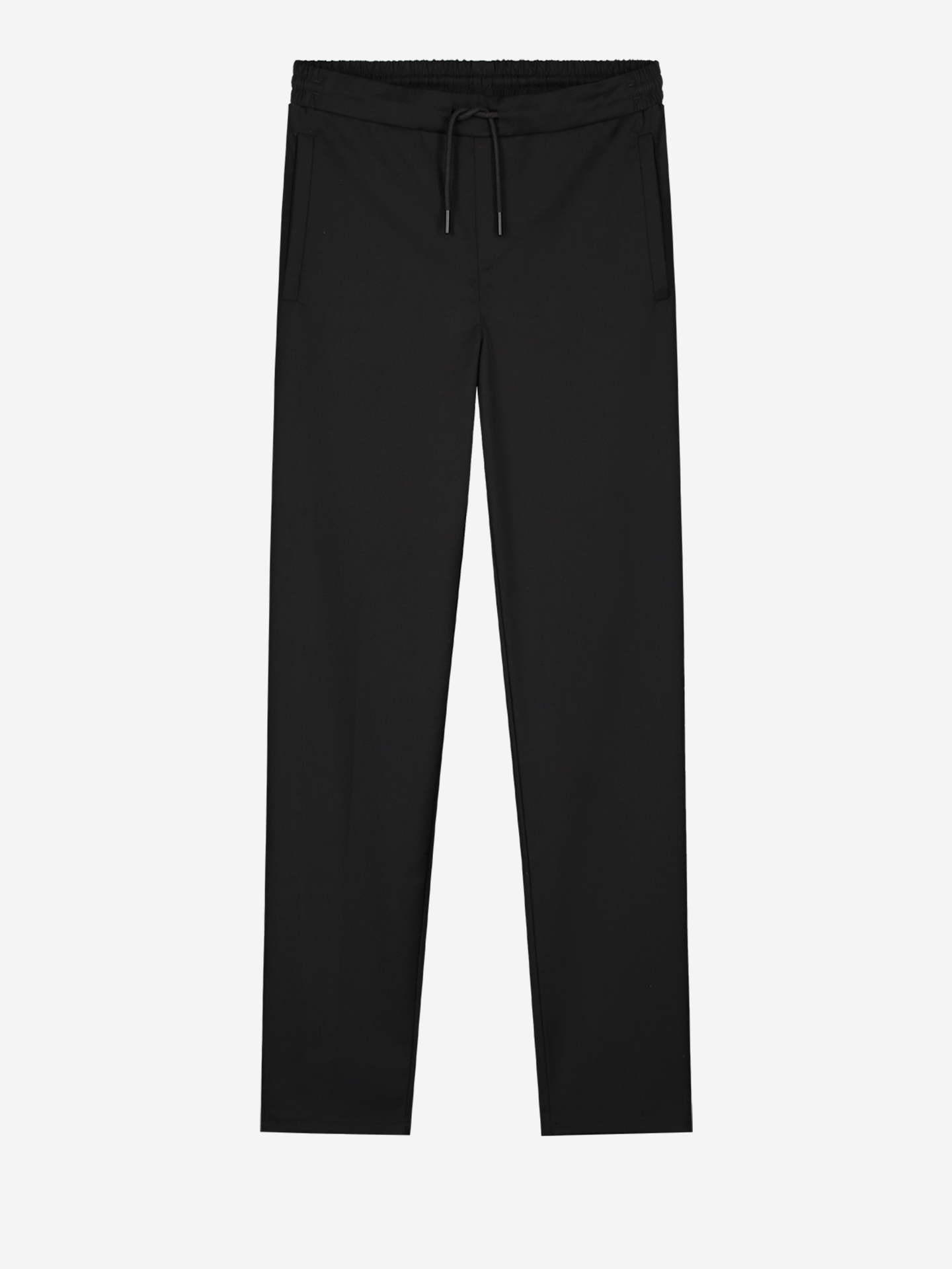 Mid rise trousers with elastic waistband