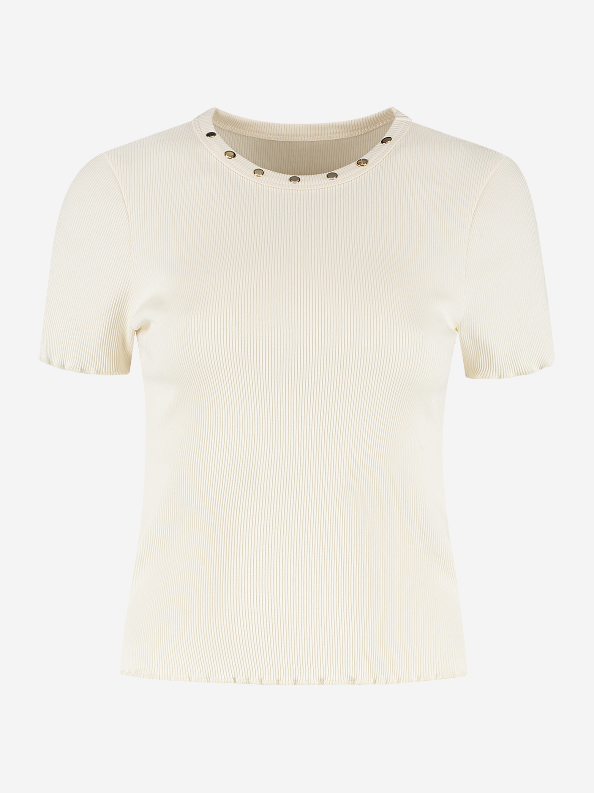 Ribbed top with ruffled sleeves and studs