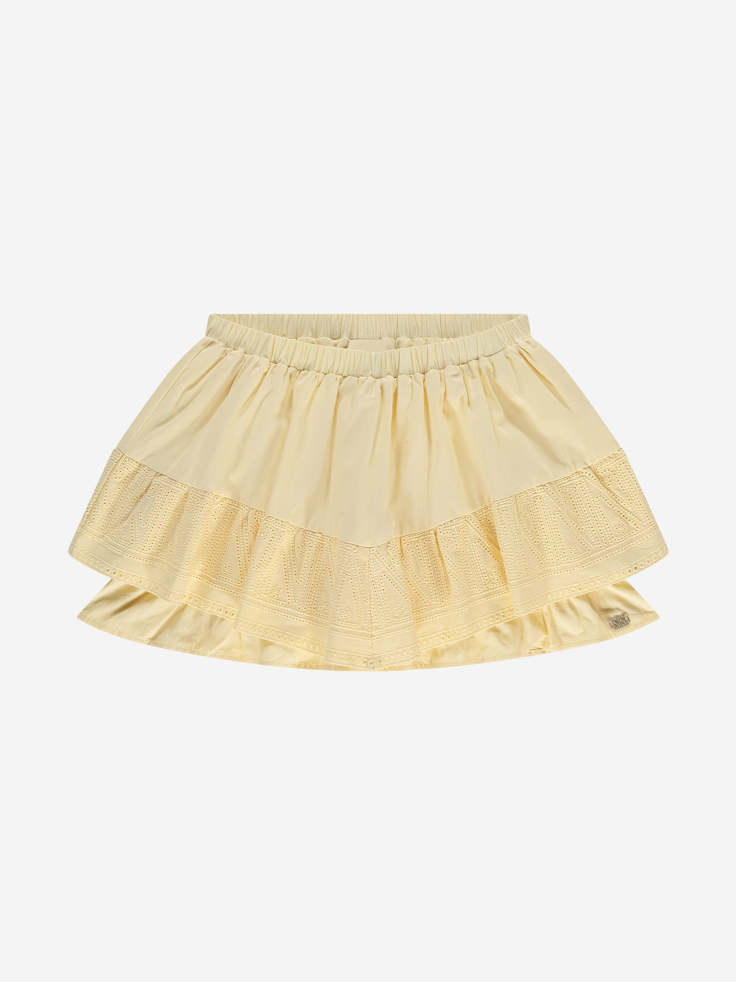 Layered A-line skort with embroidery