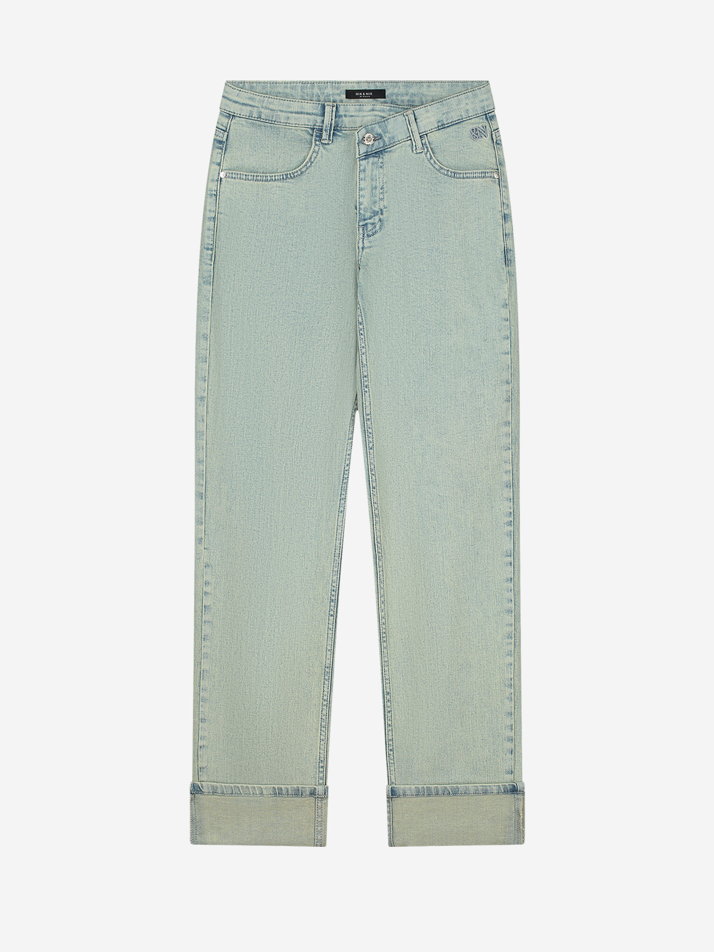Rechte jeans met asymmetrische rits 