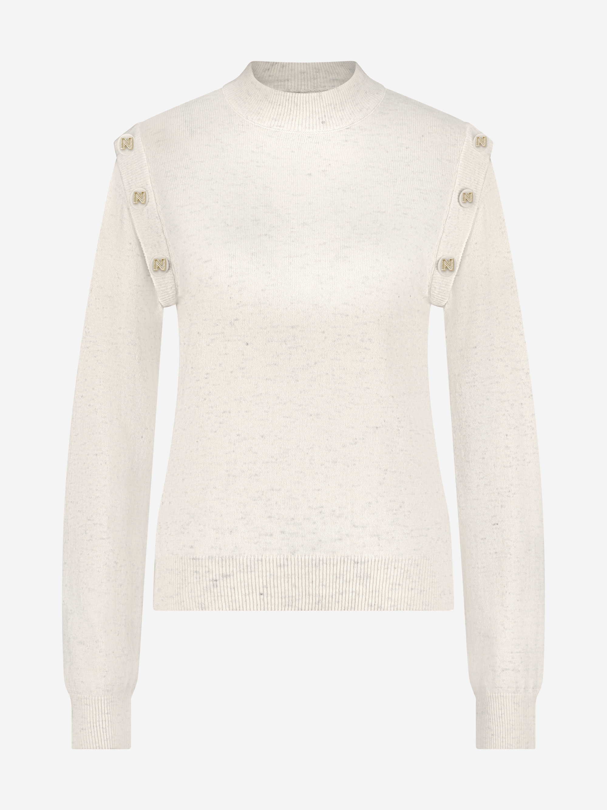 Sweater with decorative N-buttons at shoulders