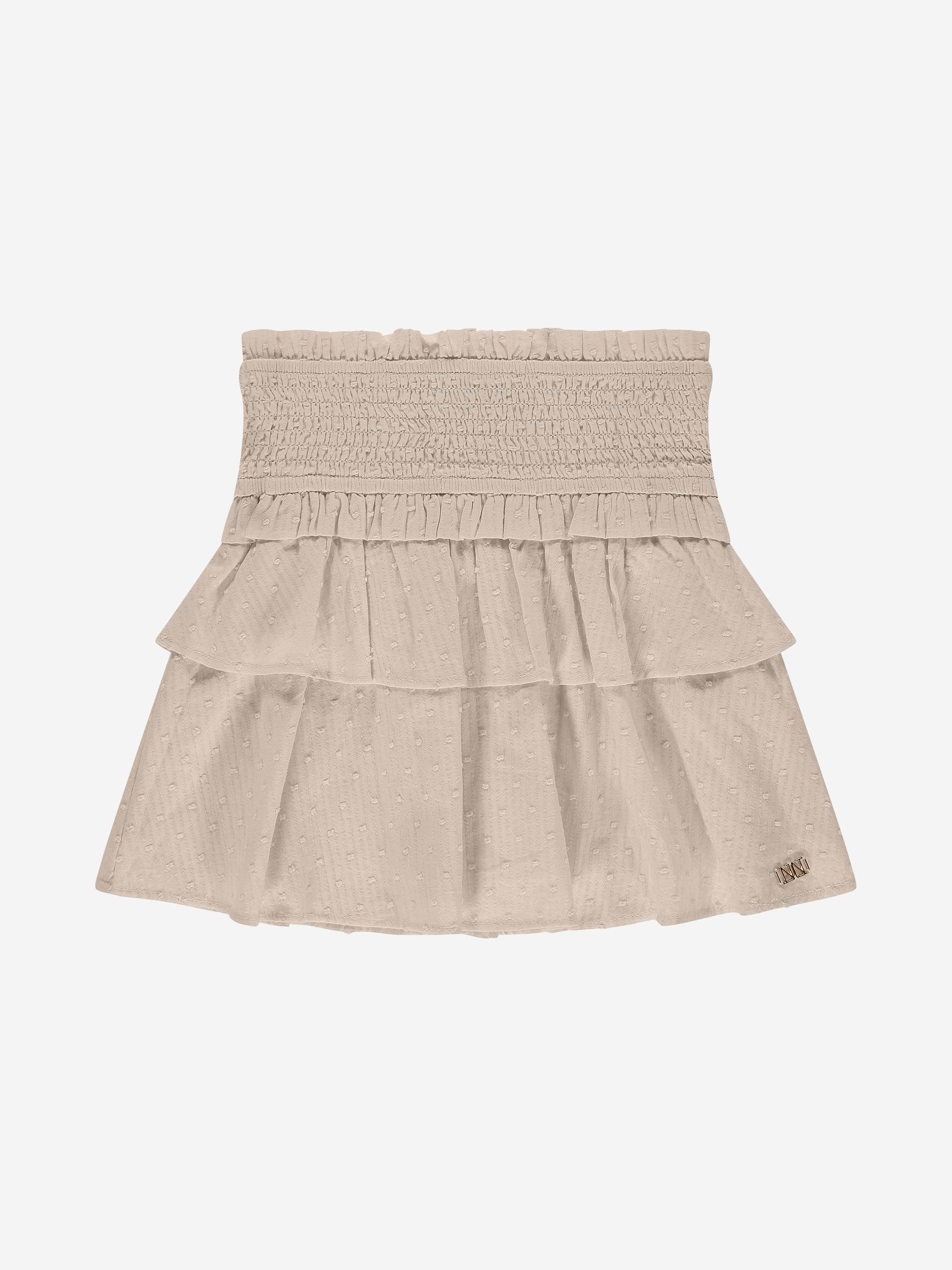 Short ruffled skirt with embroidered dots