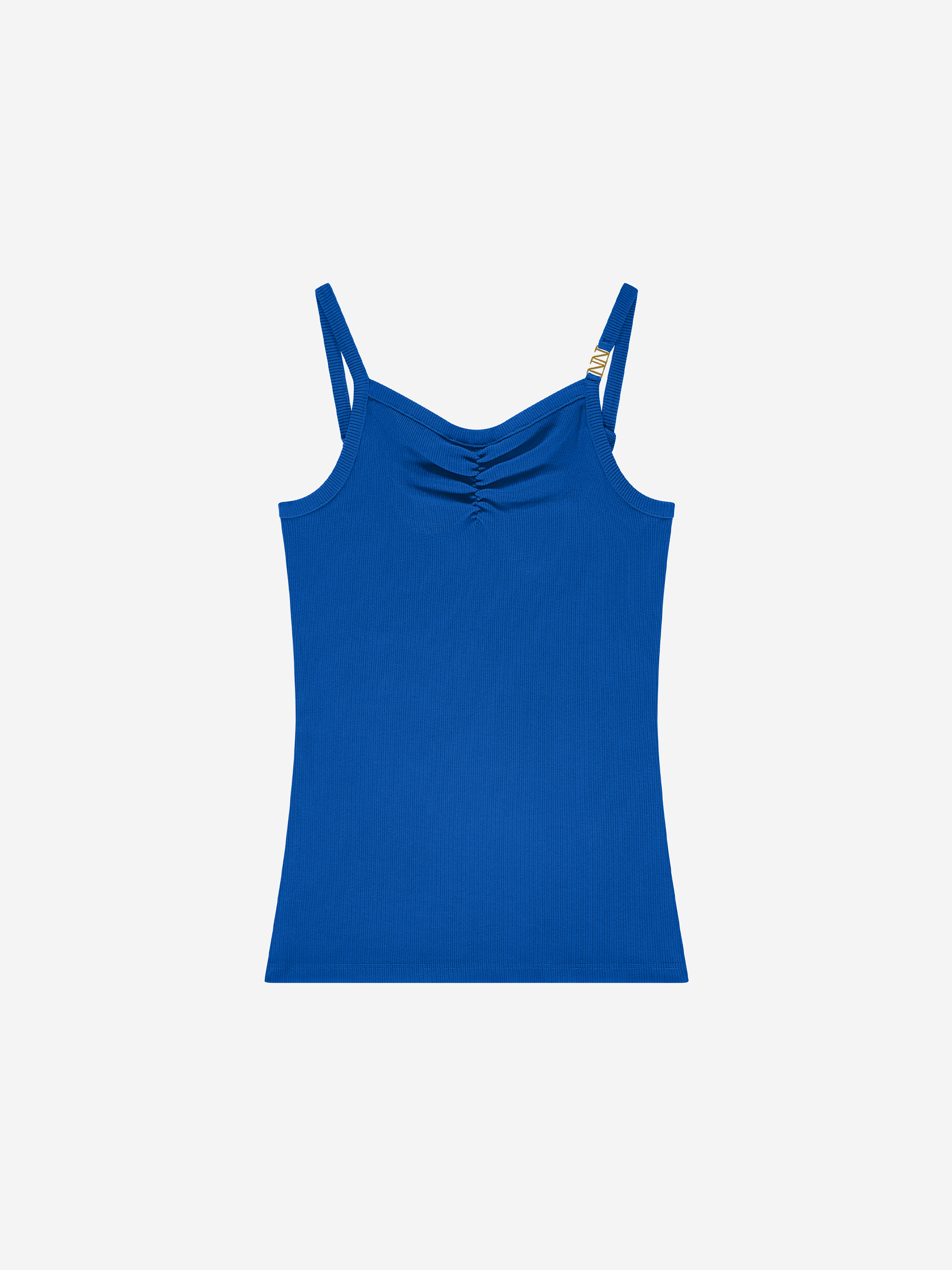 Geribde top met gedrapeerd detail