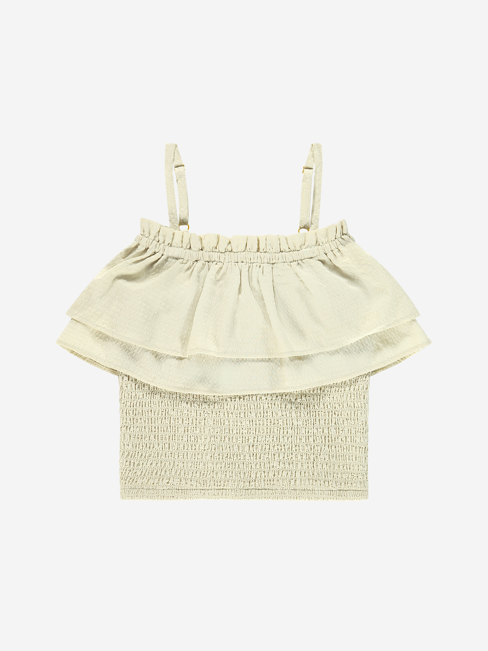 Smocked top with flounces