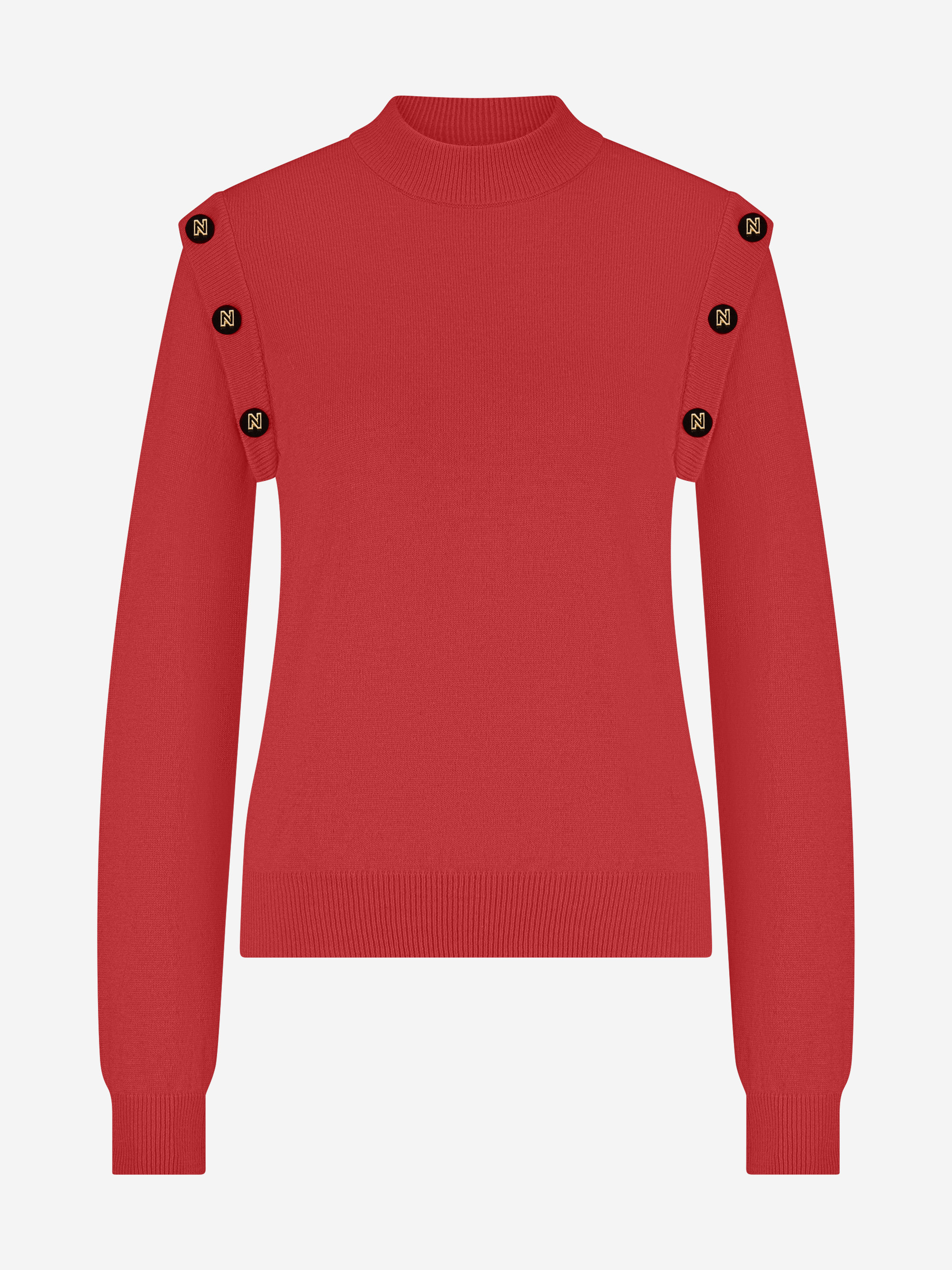 Sweater with decorative N-buttons at shoulders