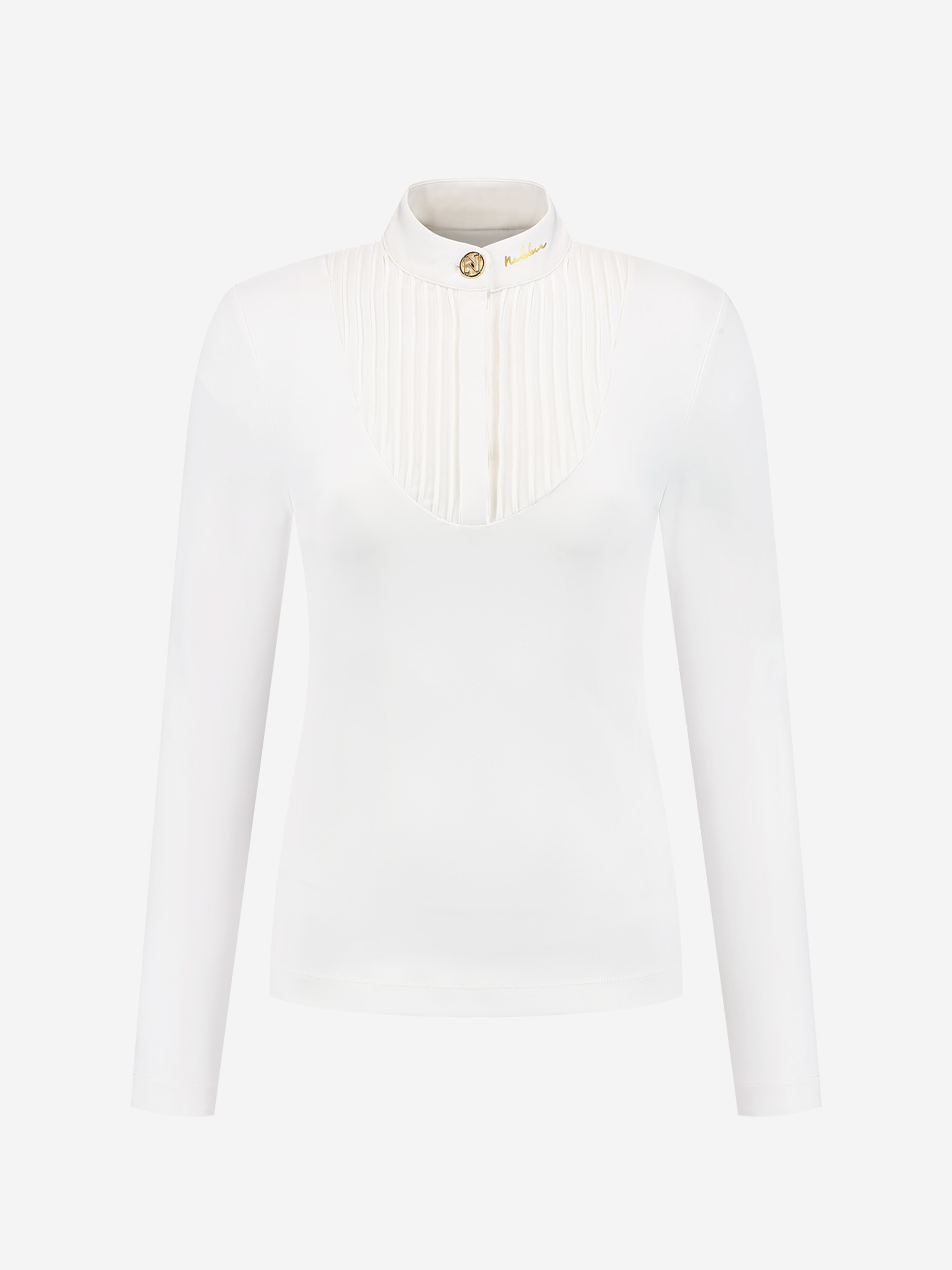 Shirt with N-button and ribbed neck