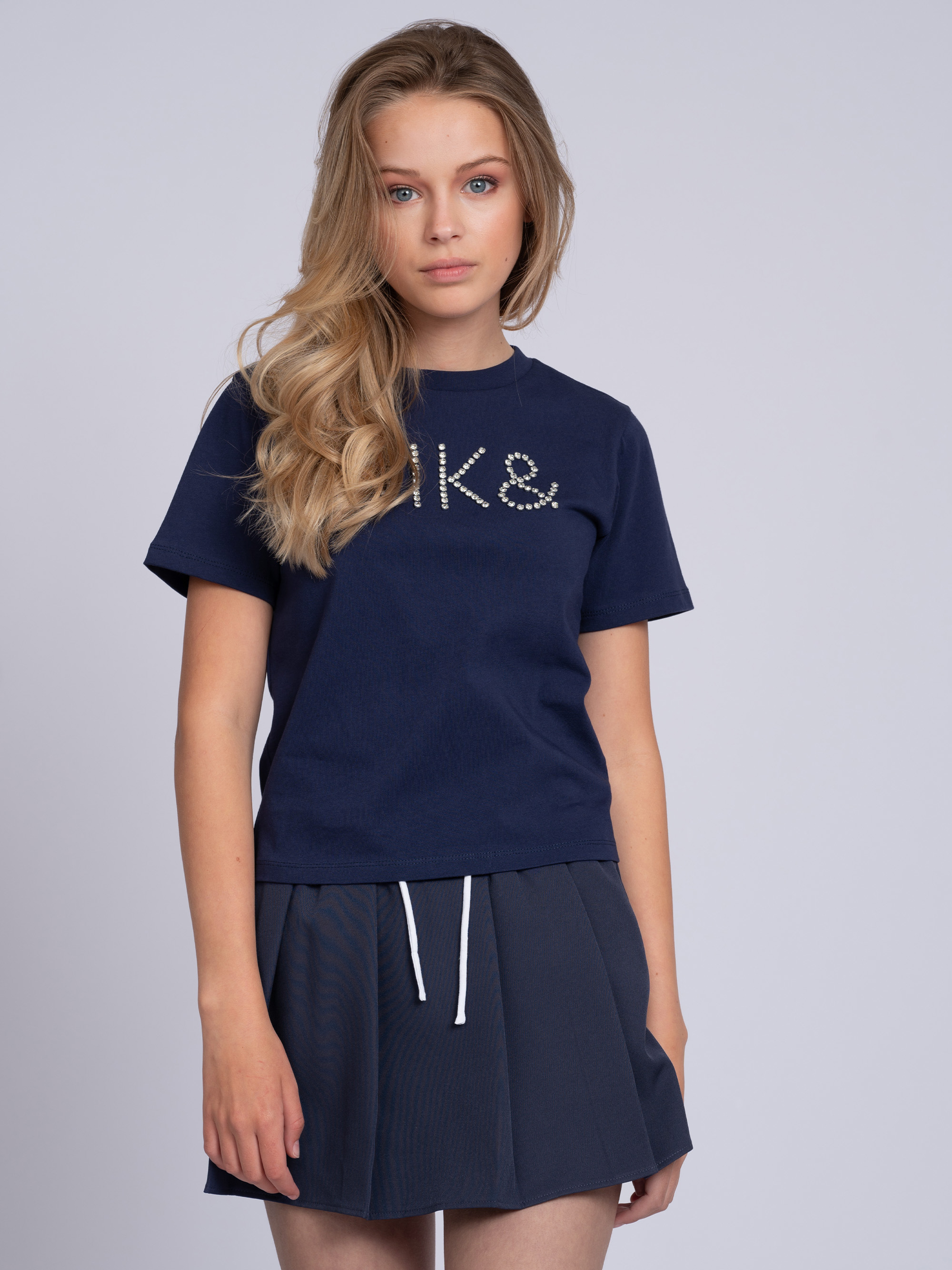 Korte skort met plooien en dubbele tailleband