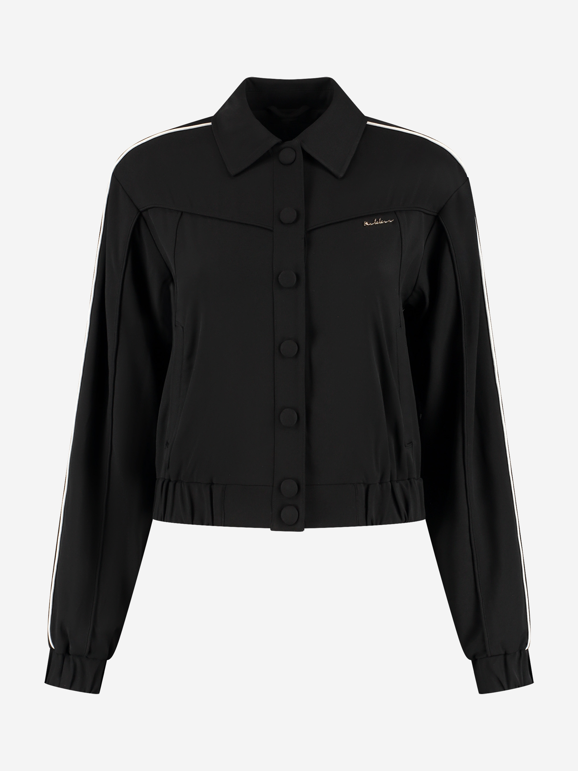Loose-fitting jacket with white piping