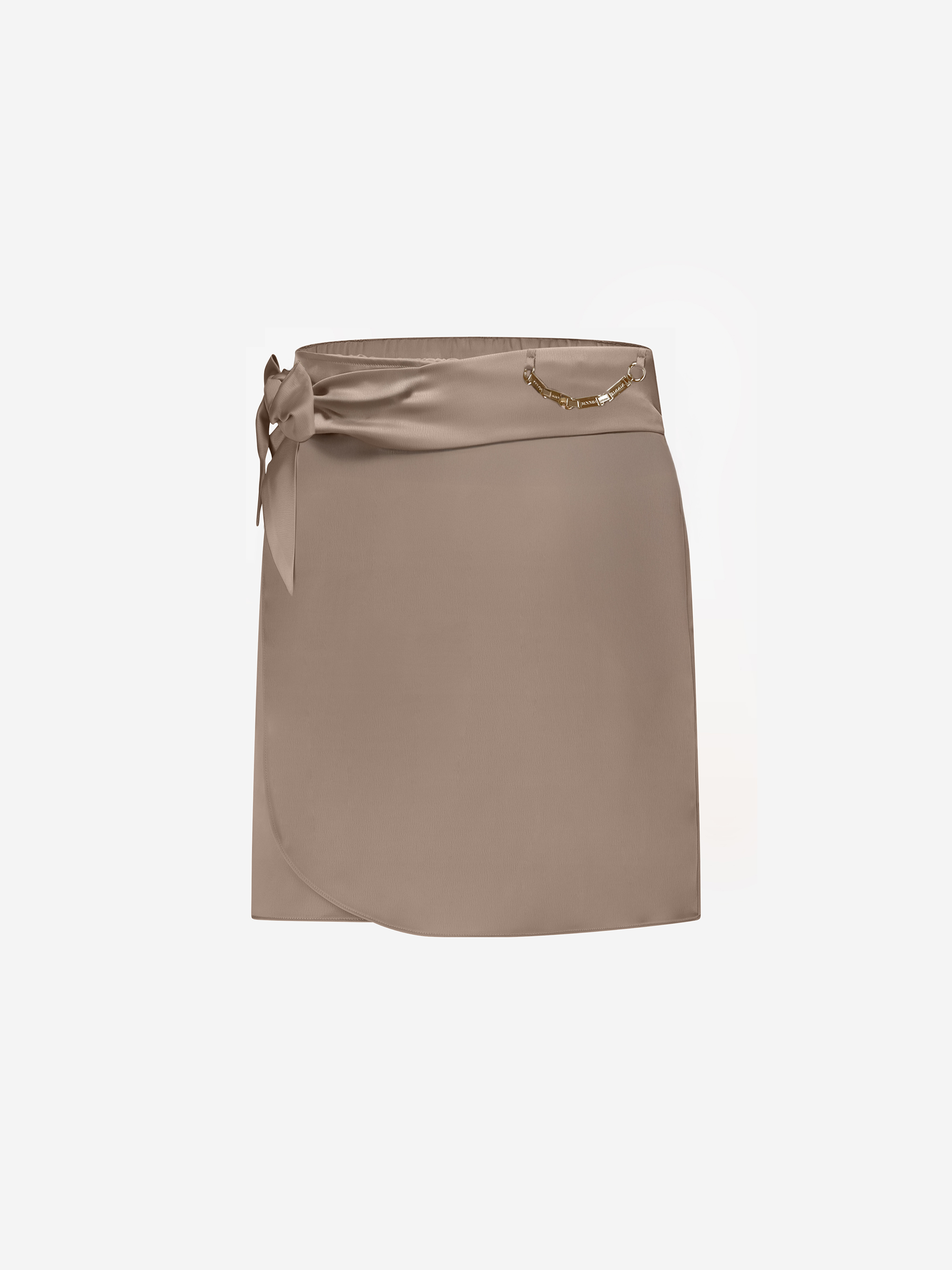 Satin wrap skirt with chain detail