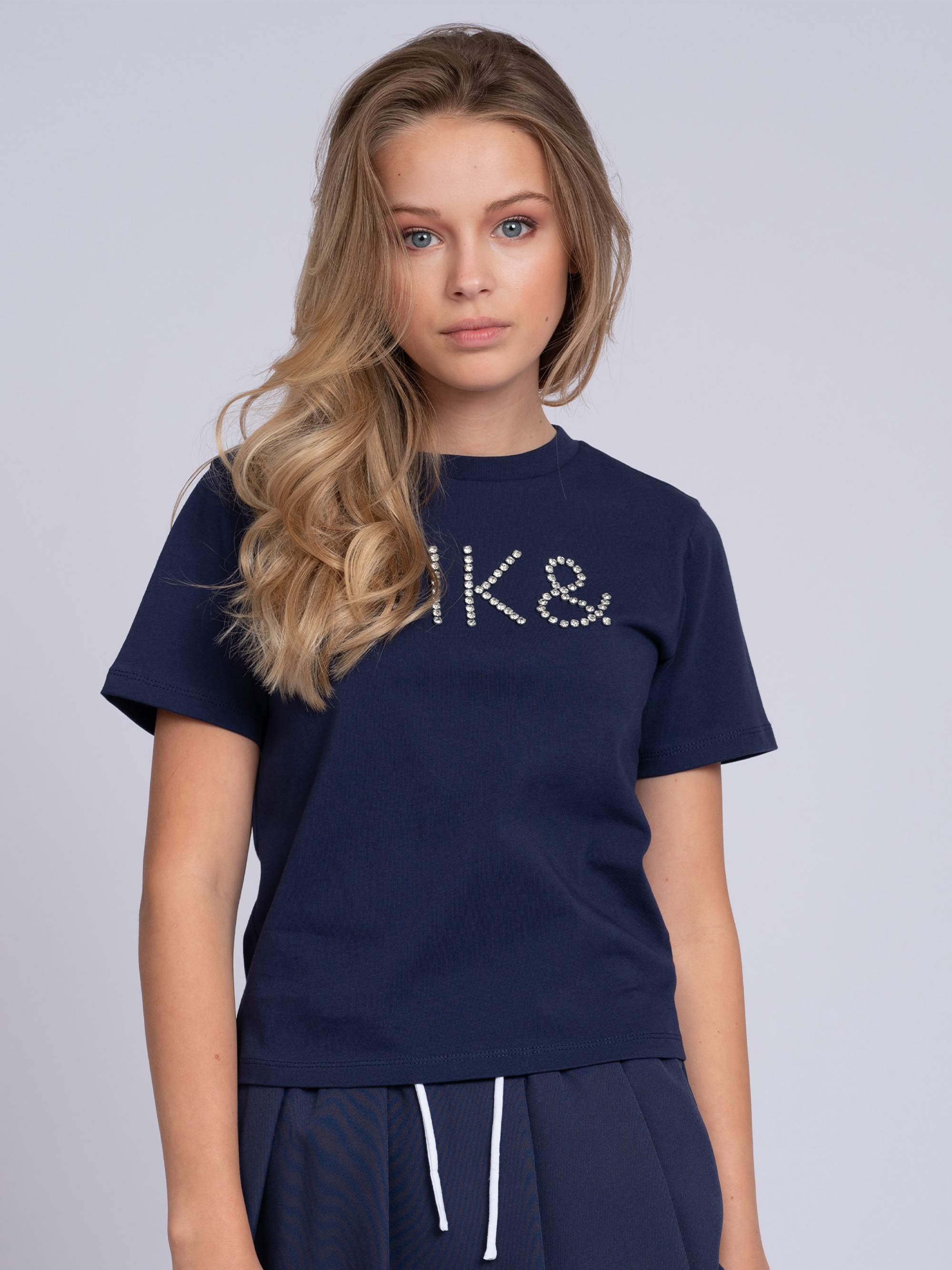 T-shirt met logo van strass steentjes