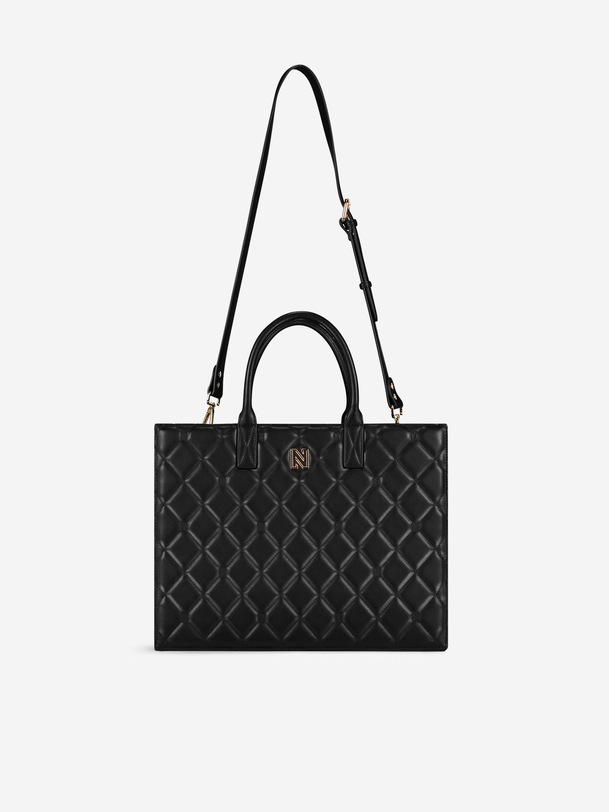Gewatteerde shopper met logo patroon
