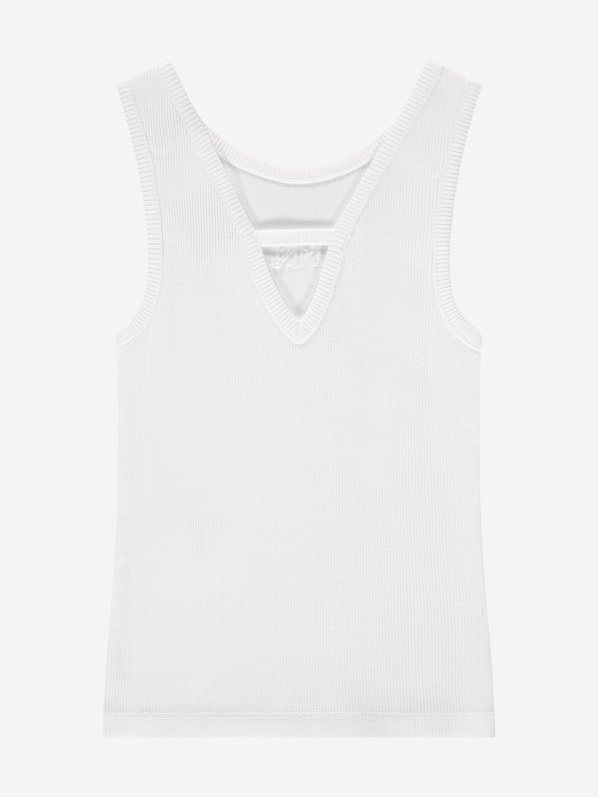 Geribde top met geborduurd logo