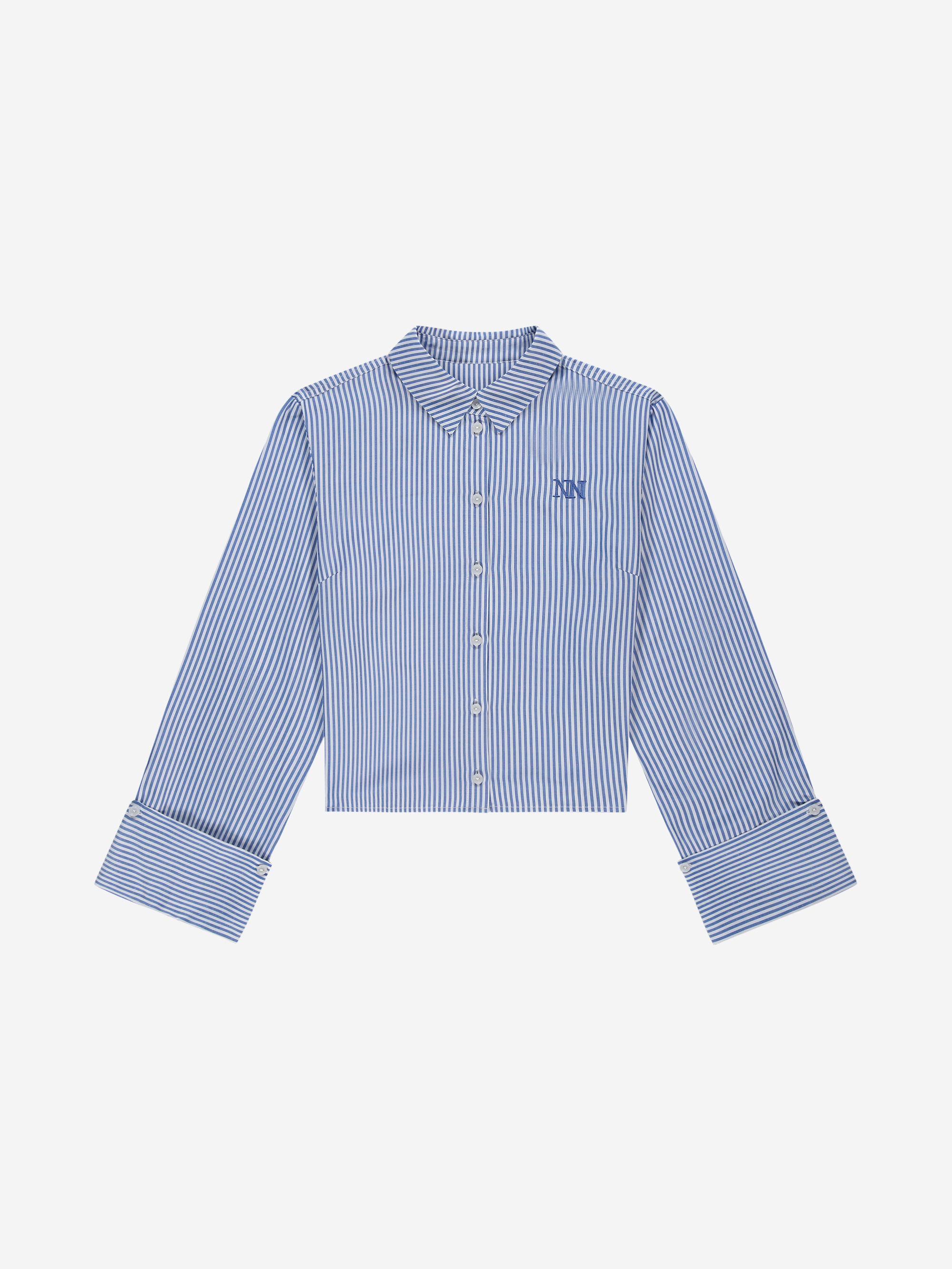 Gestreepte korte blouse met omslagmouwen