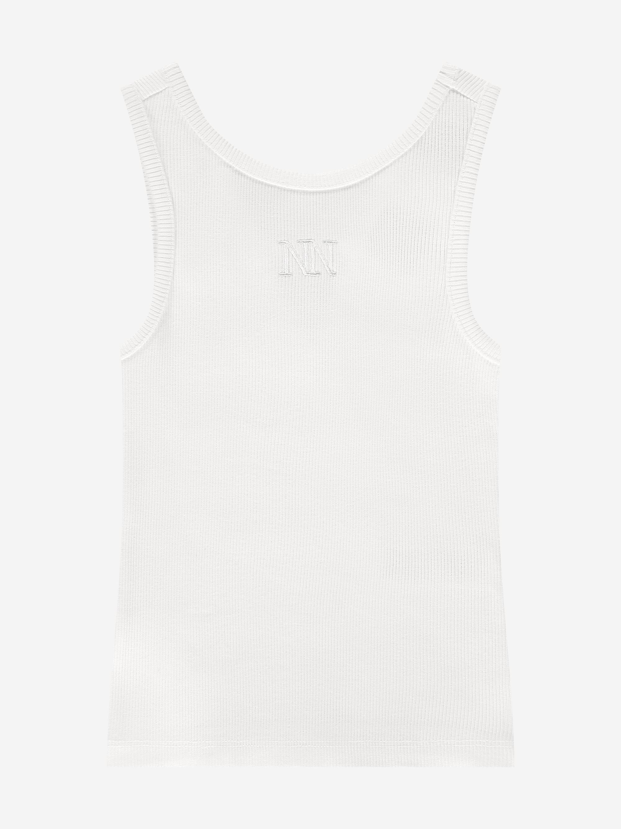 Geribde top met geborduurd logo