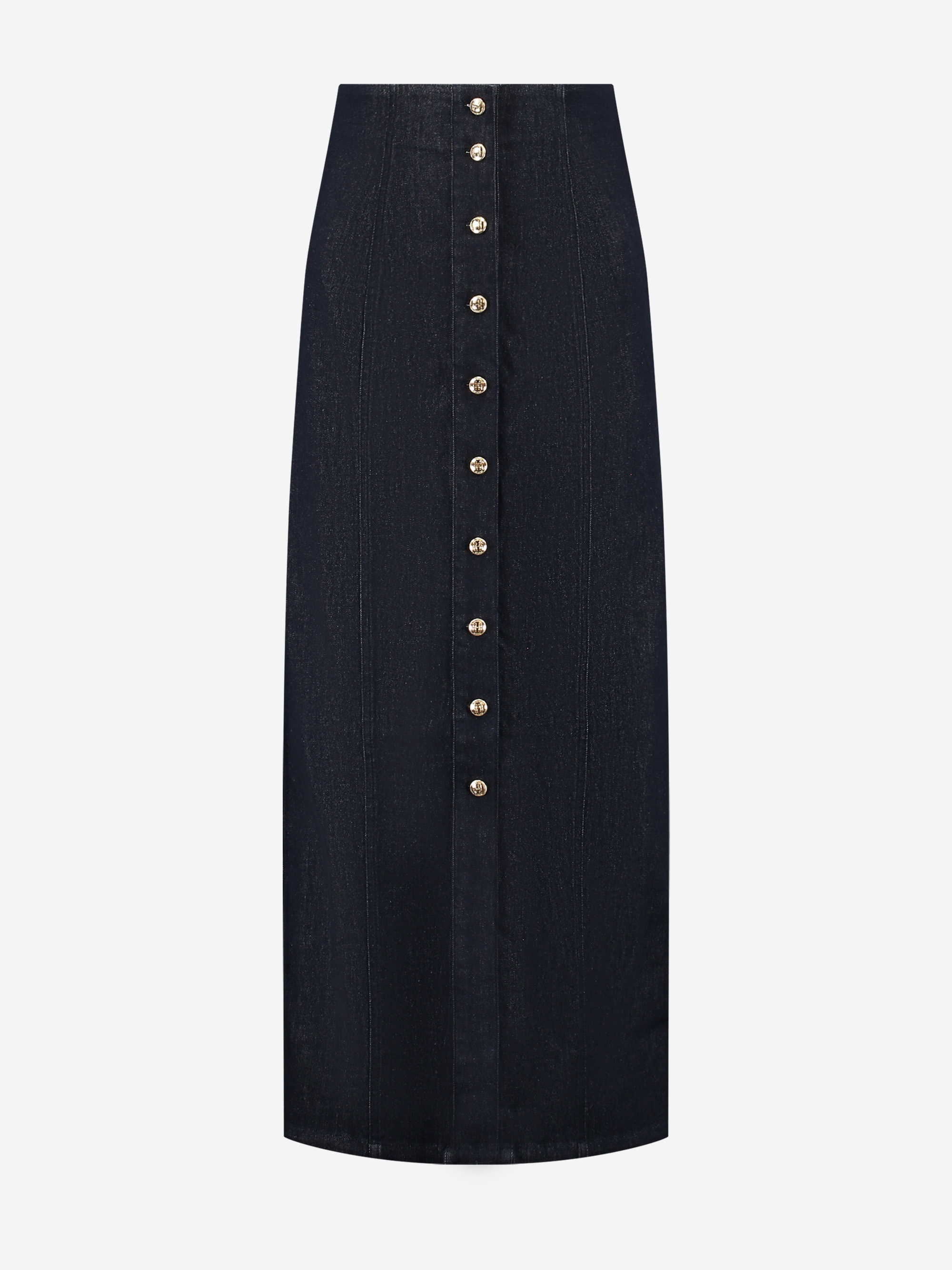 Lange denim rok met knopen 