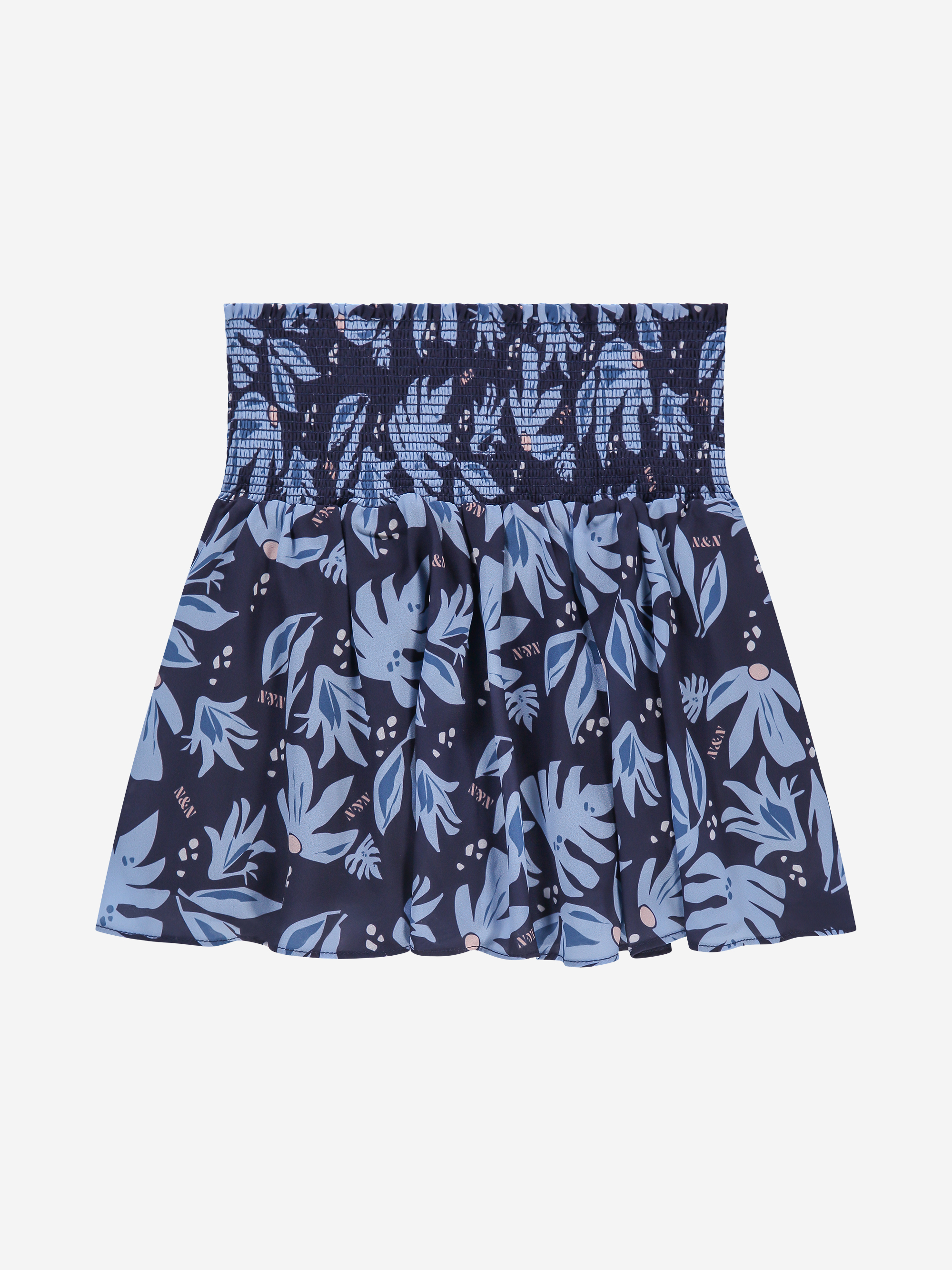 Short skirt with graphic pattern and elastic waistband