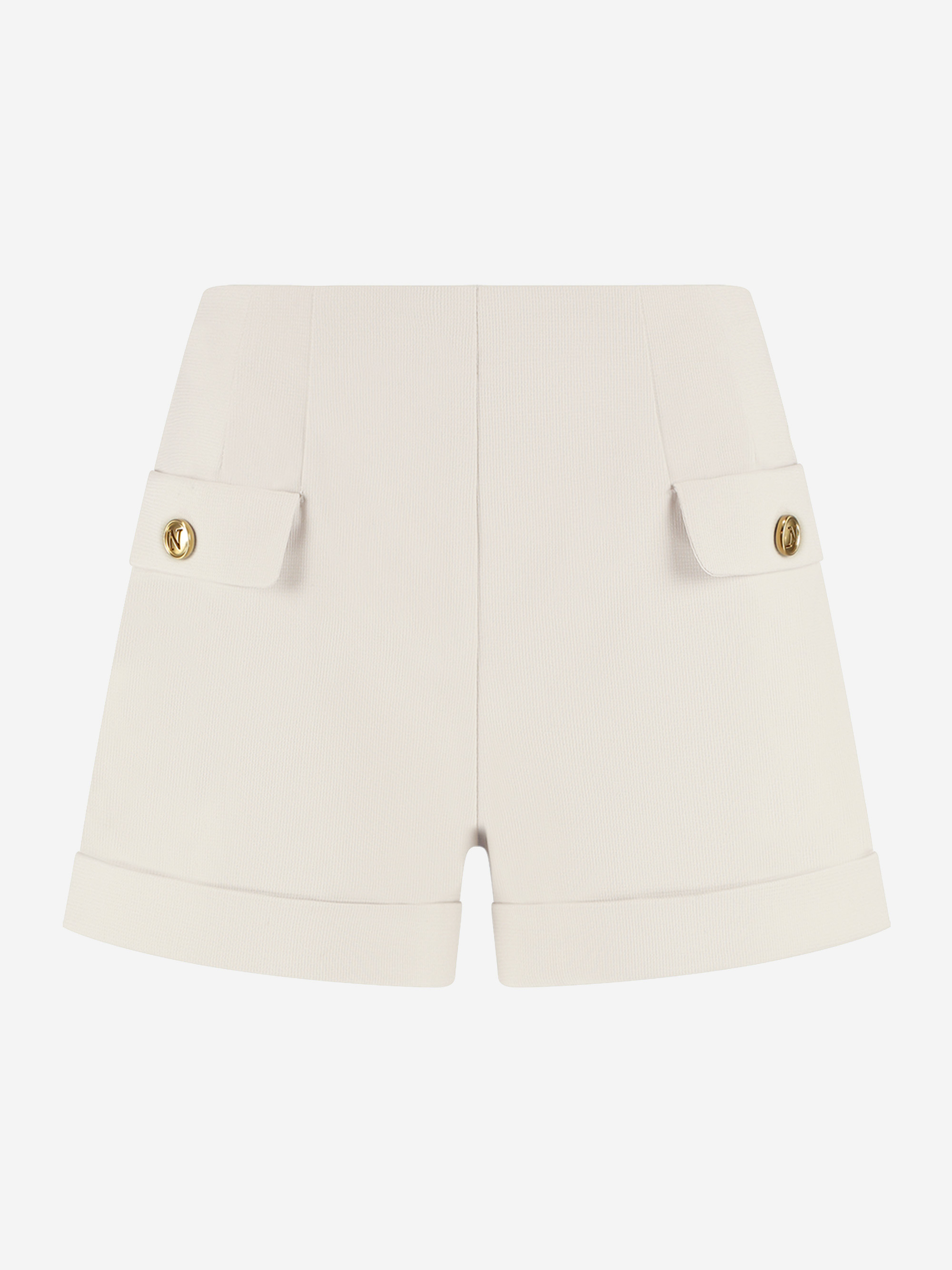 Shorts with folded legs and flap pockets