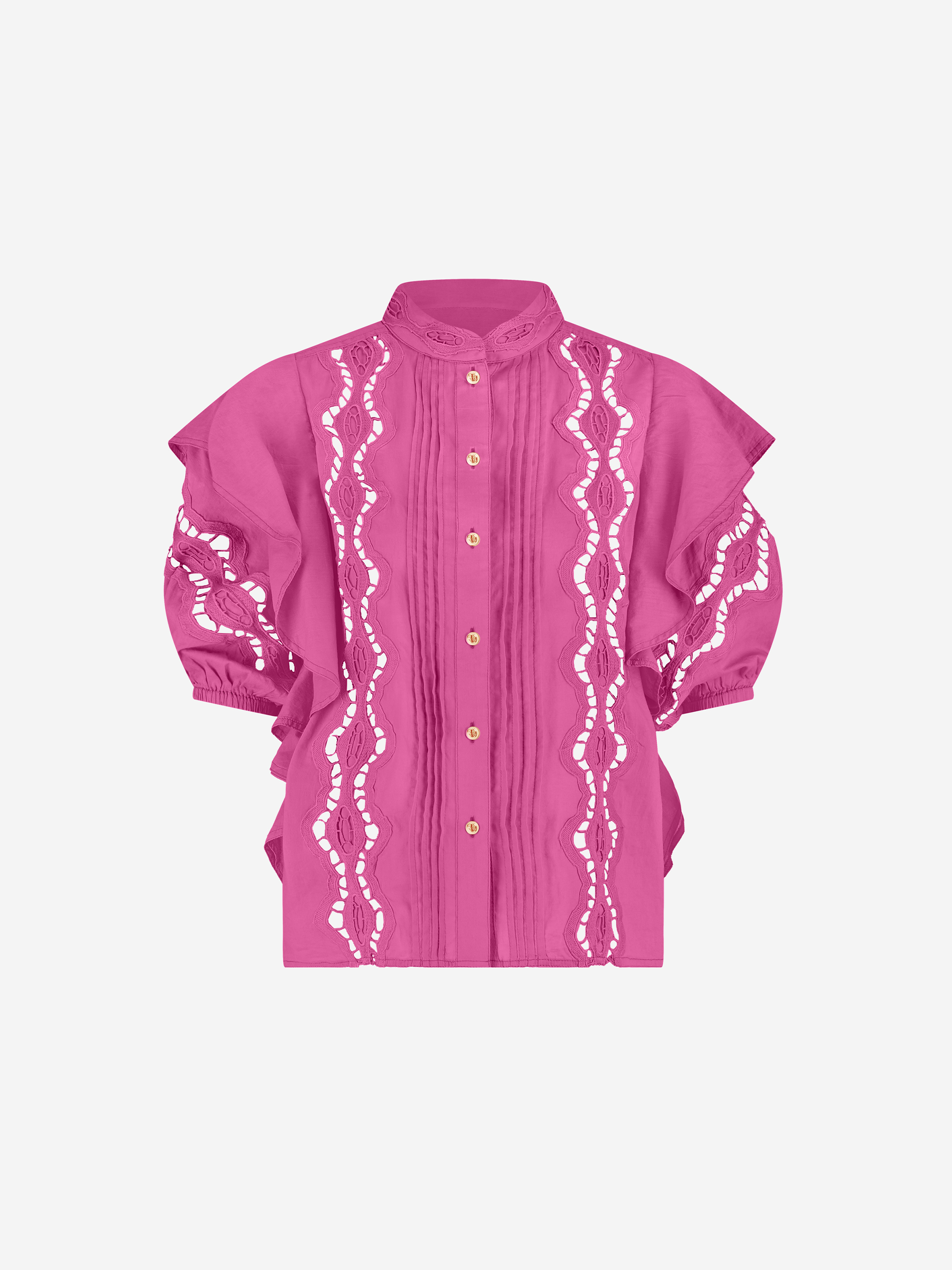 Broderie anglaise blouse met pofmouwen