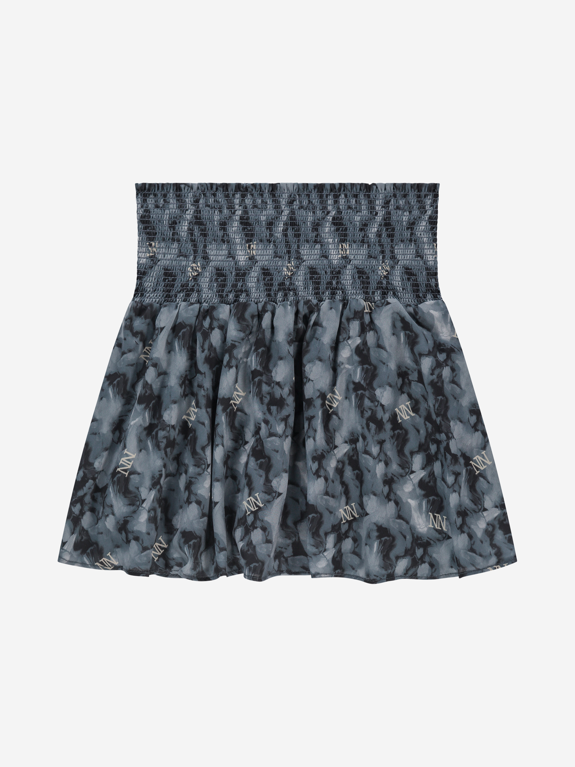 Short skirt with graphic pattern and elastic waistband