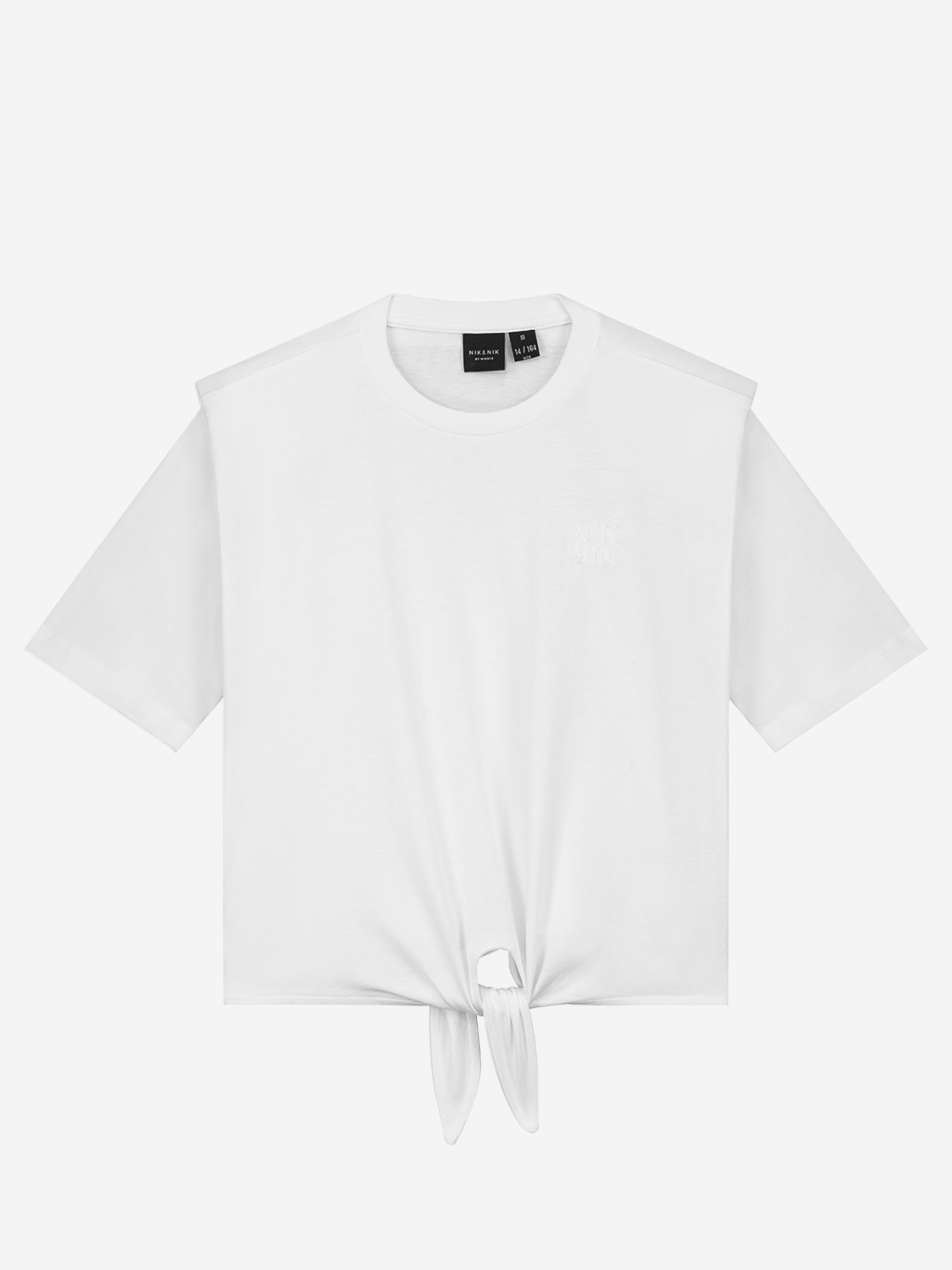 Knotted t-shirt with padded shoulders