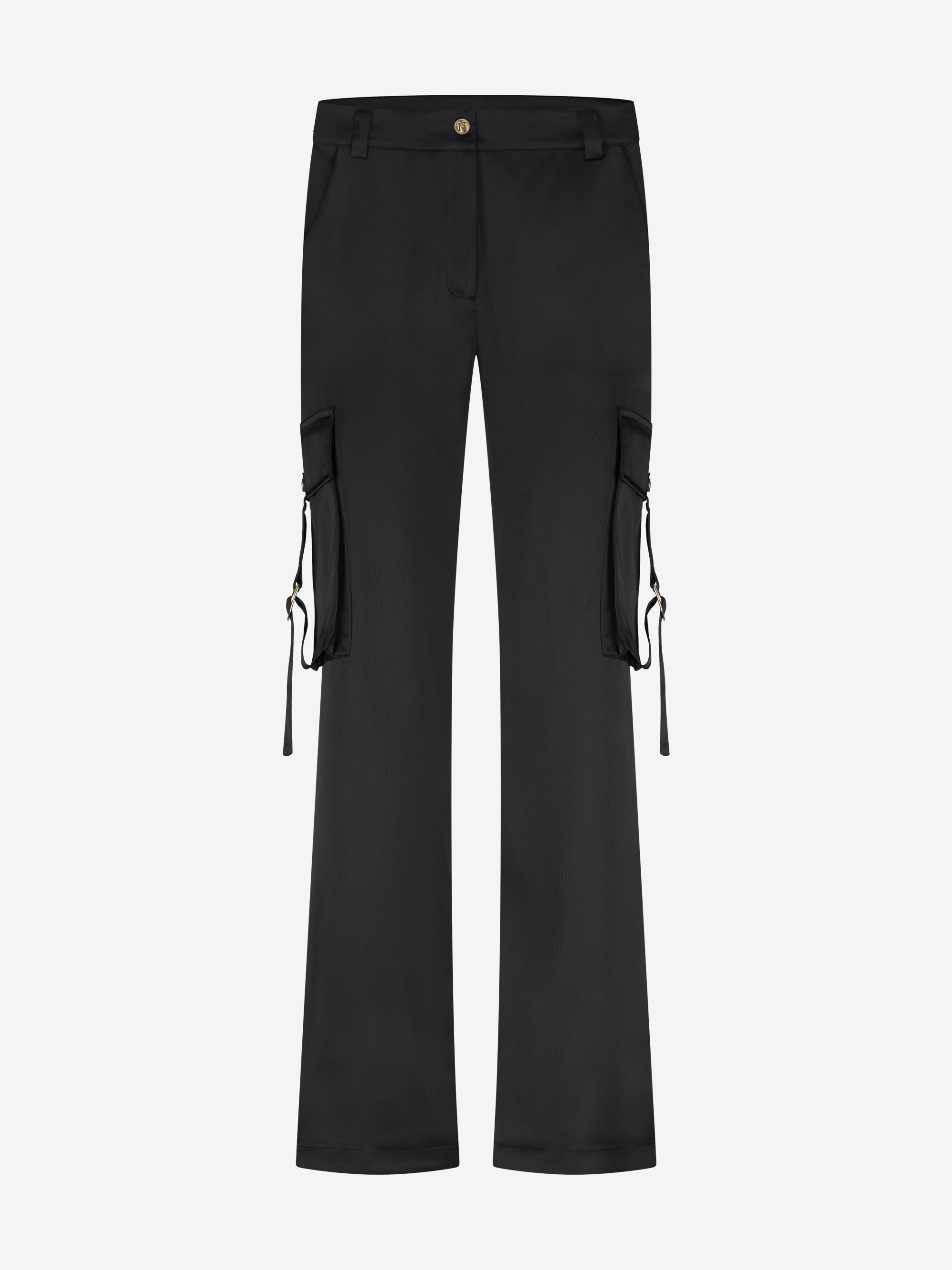 Satijn-look broek met klepzakken