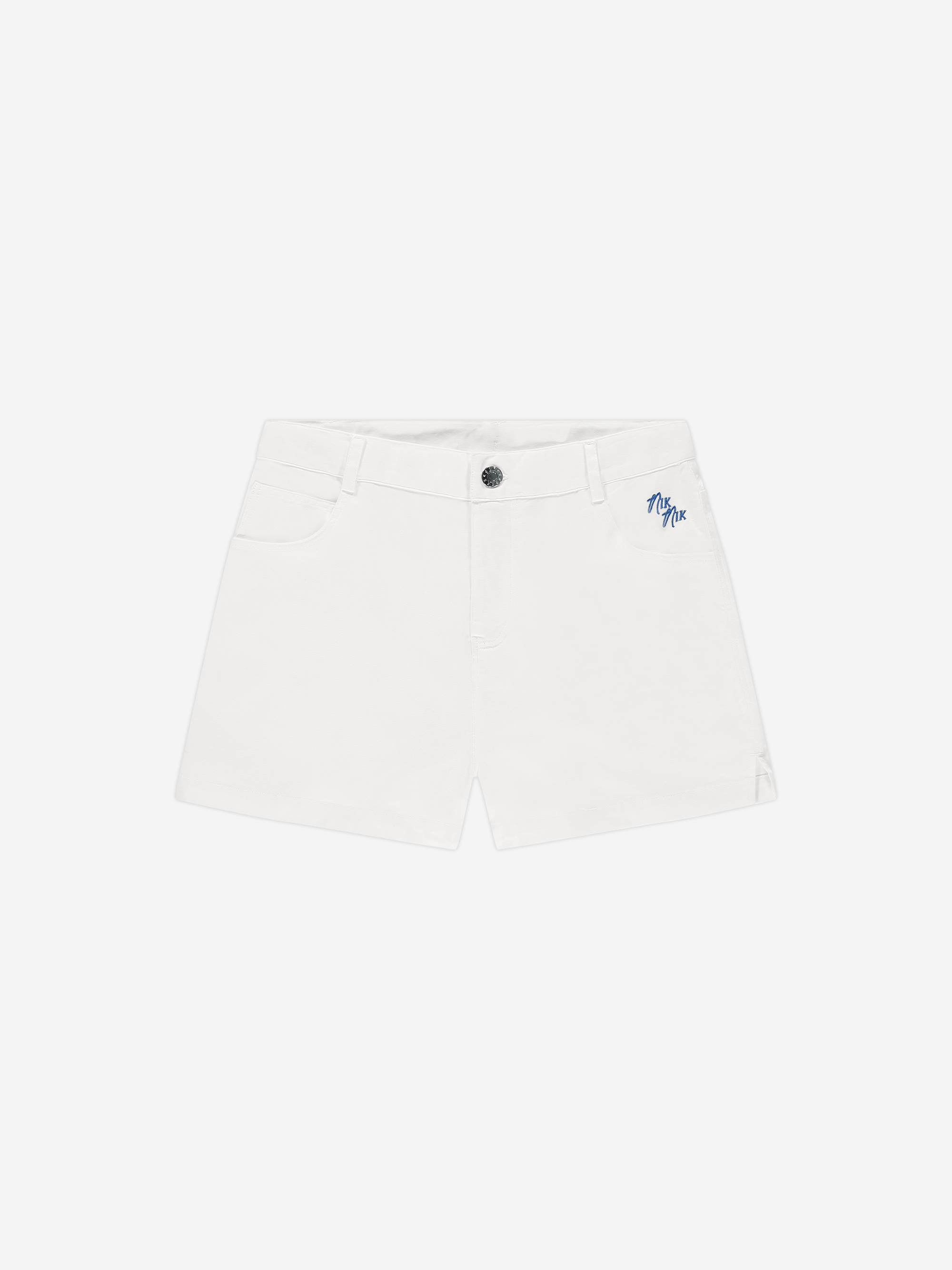 Denim short met tektsopdruk