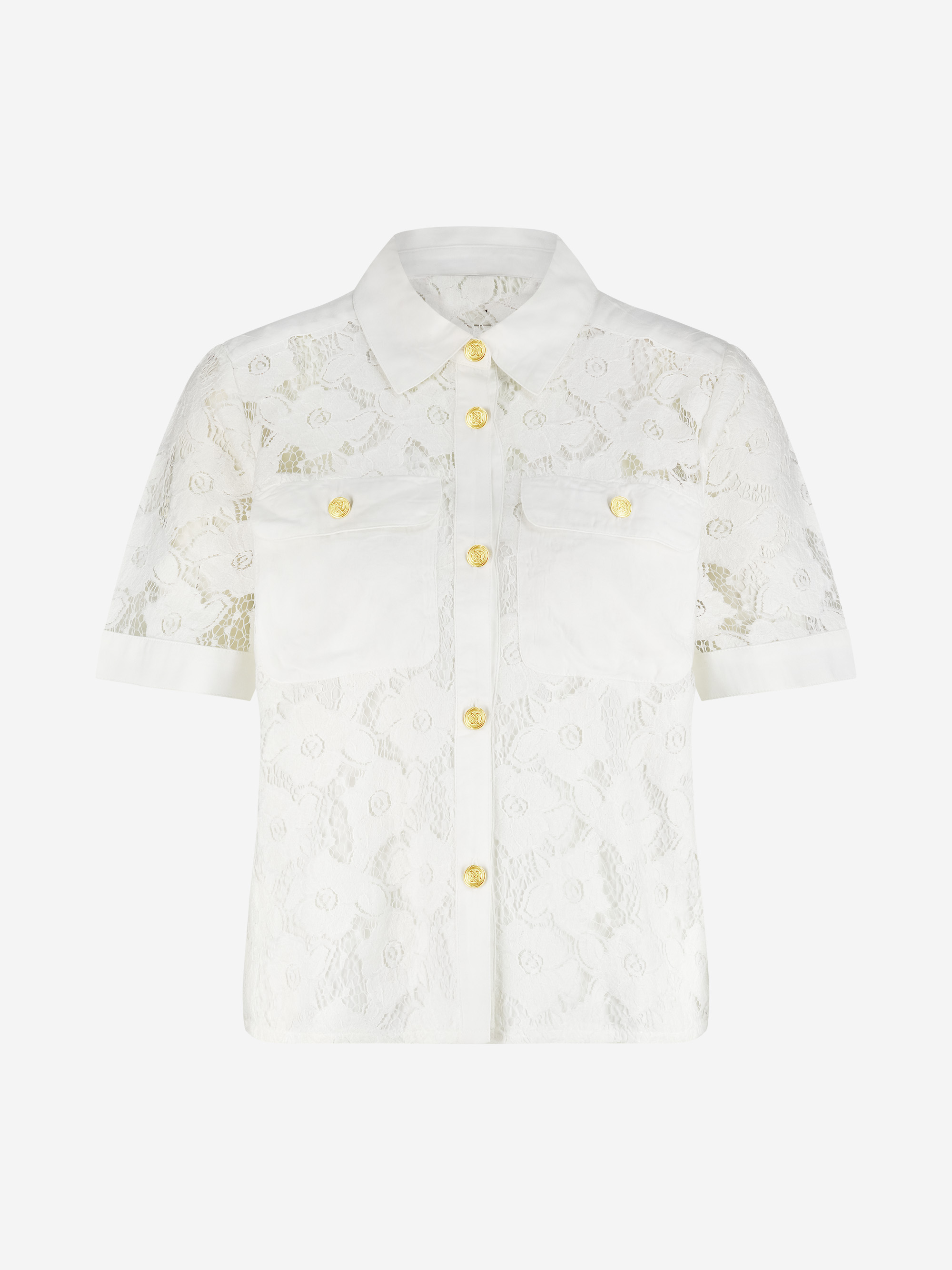 Opengebreide blouse met bloemenpatroon