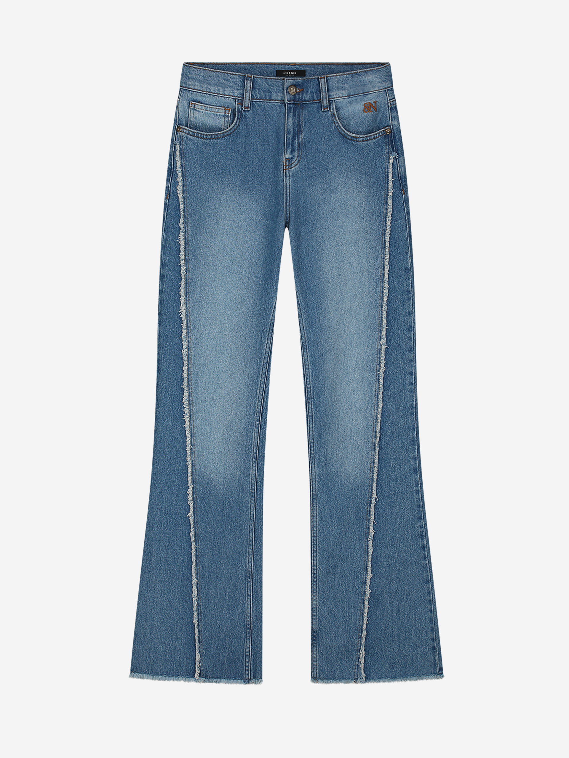 Wide leg denim jeans met hoge taille 