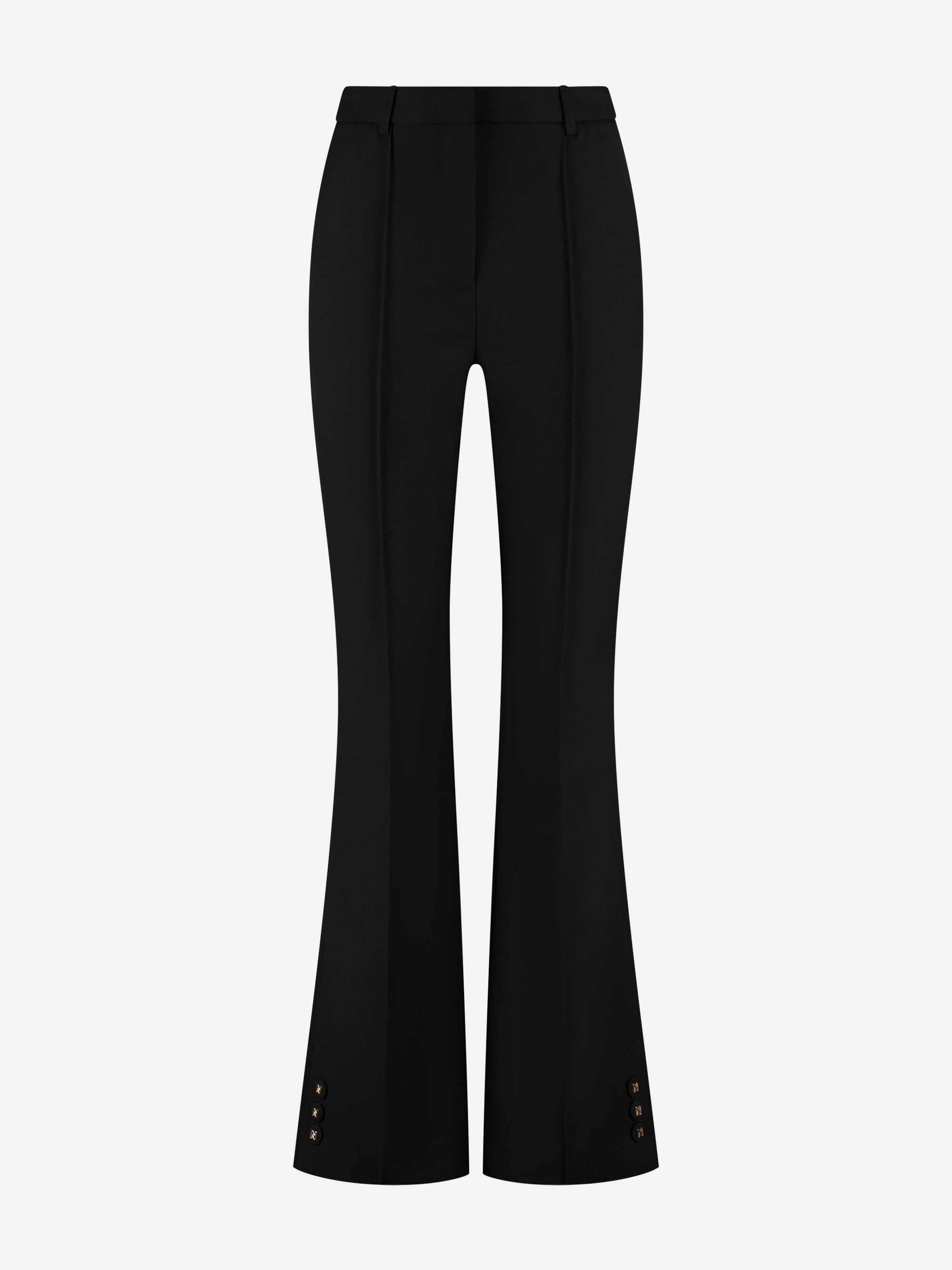 Aansluitende flared pantalon met naden en N-knopen 