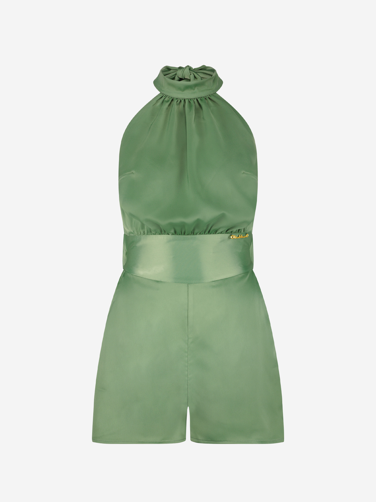 Satijnen playsuit met strikdetail