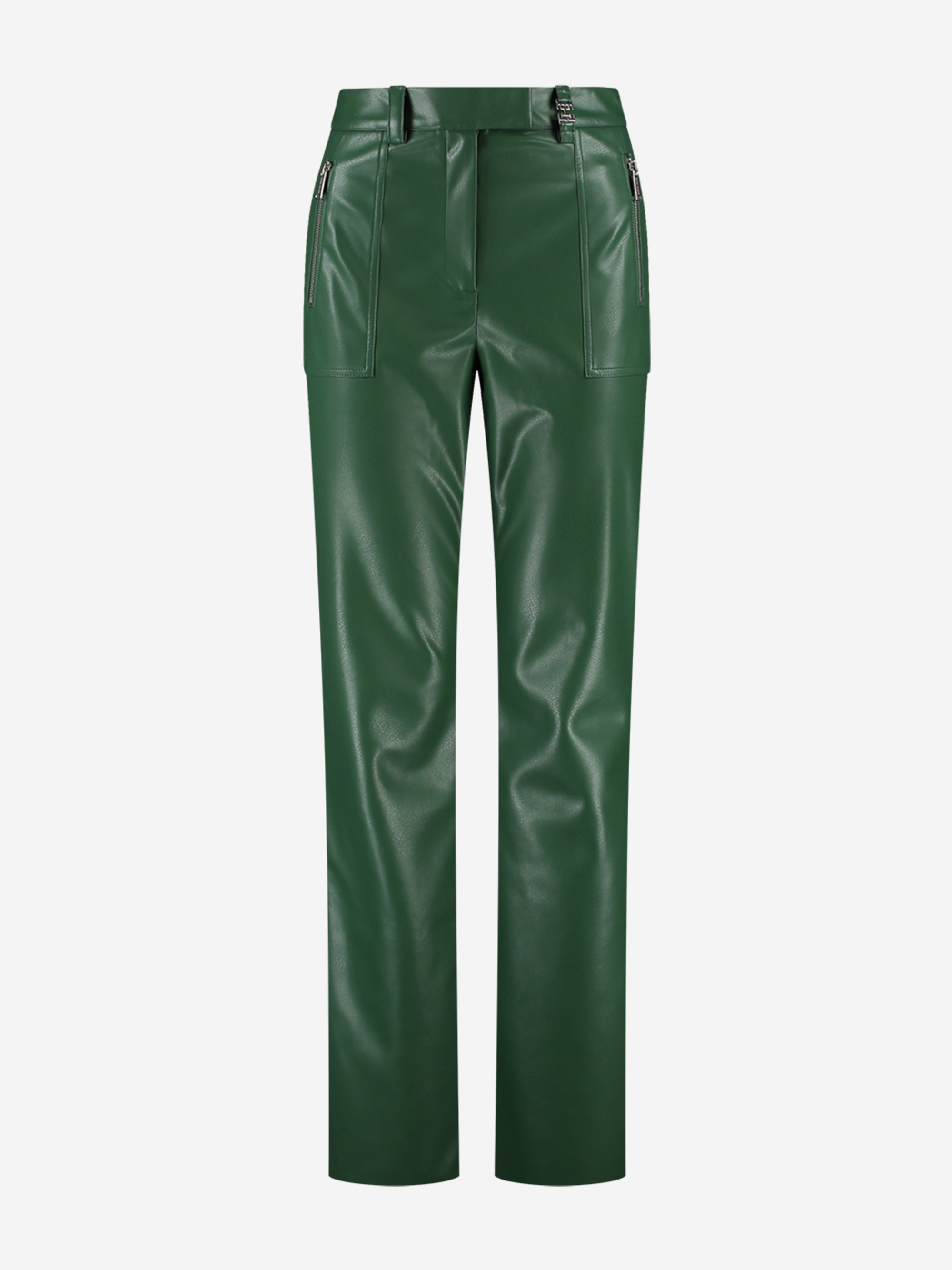 Faux leather pants with wide legs