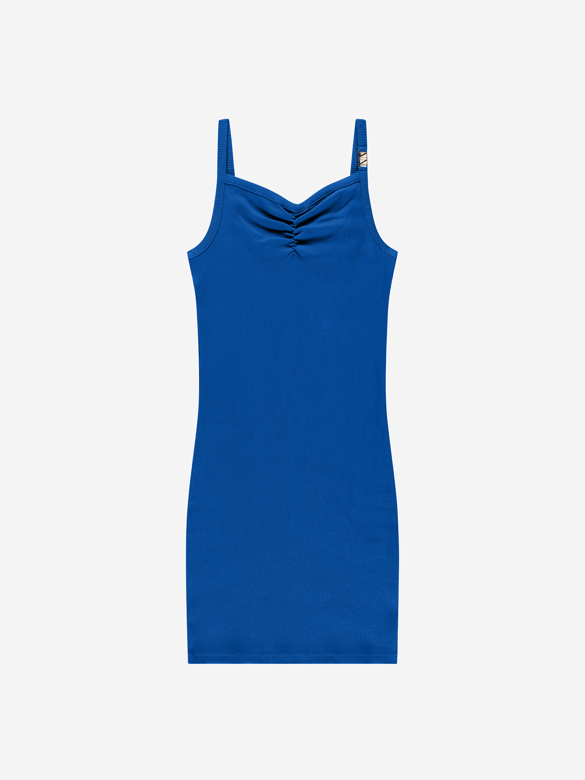 Geribde jurk met gedrapeerd detail