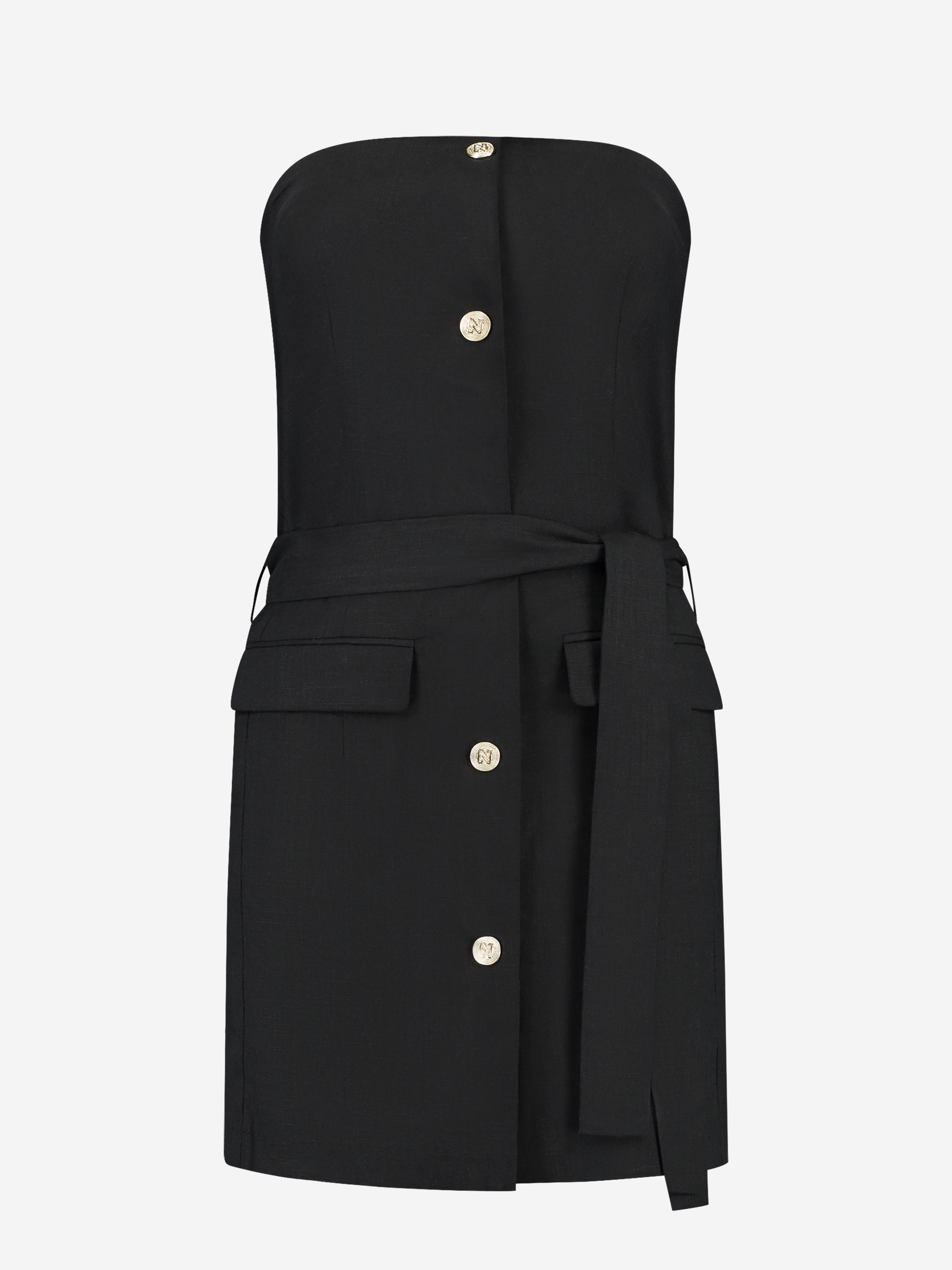 Linen strapless playsuit