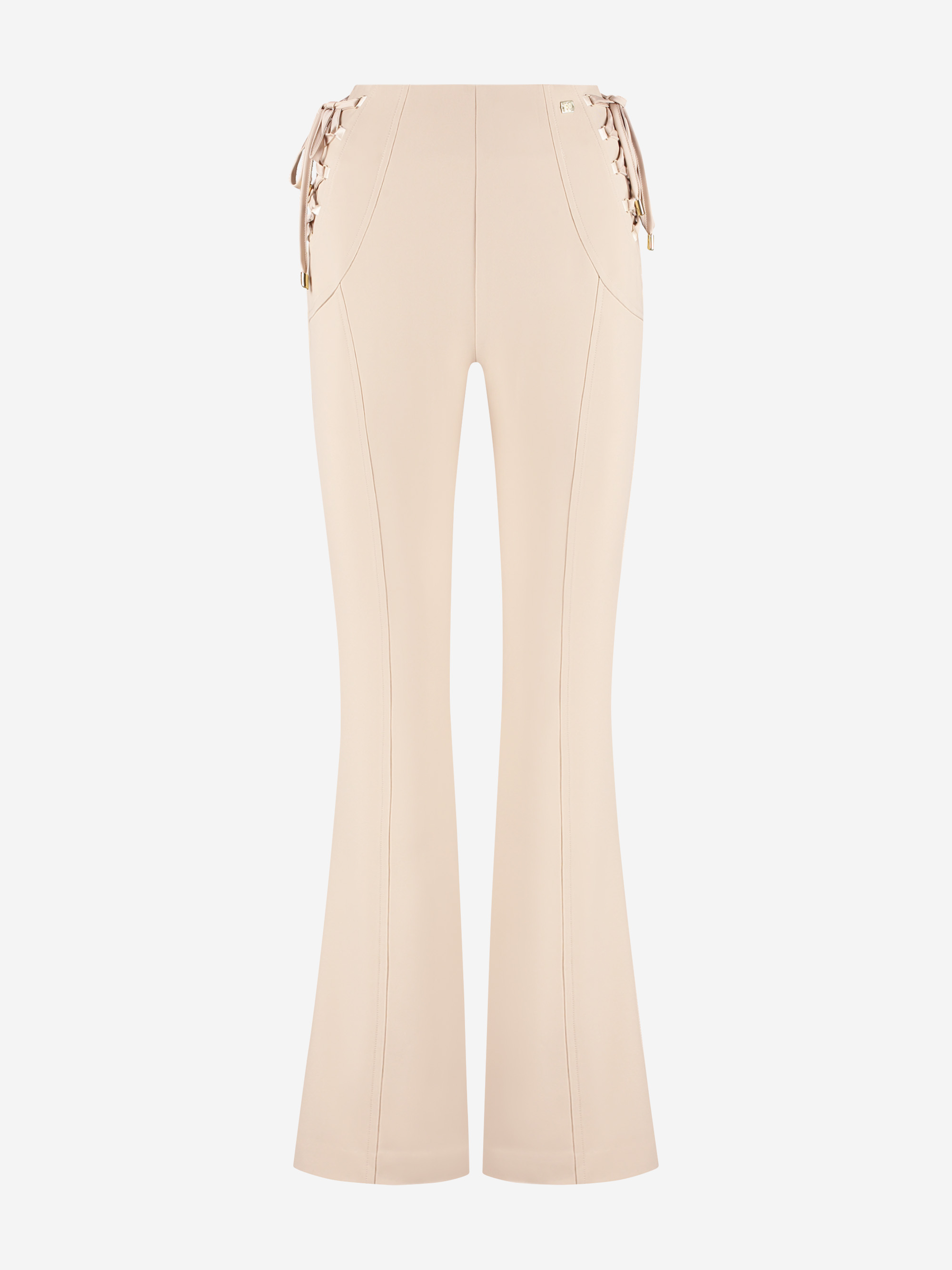 Fitted flared pants with lace-up details